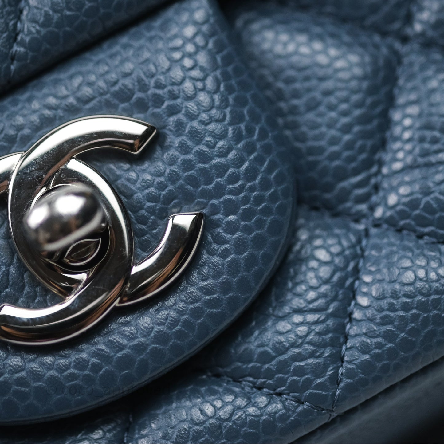 Chanel Quilted Mini Rectangular Blue Caviar Silver Hardware