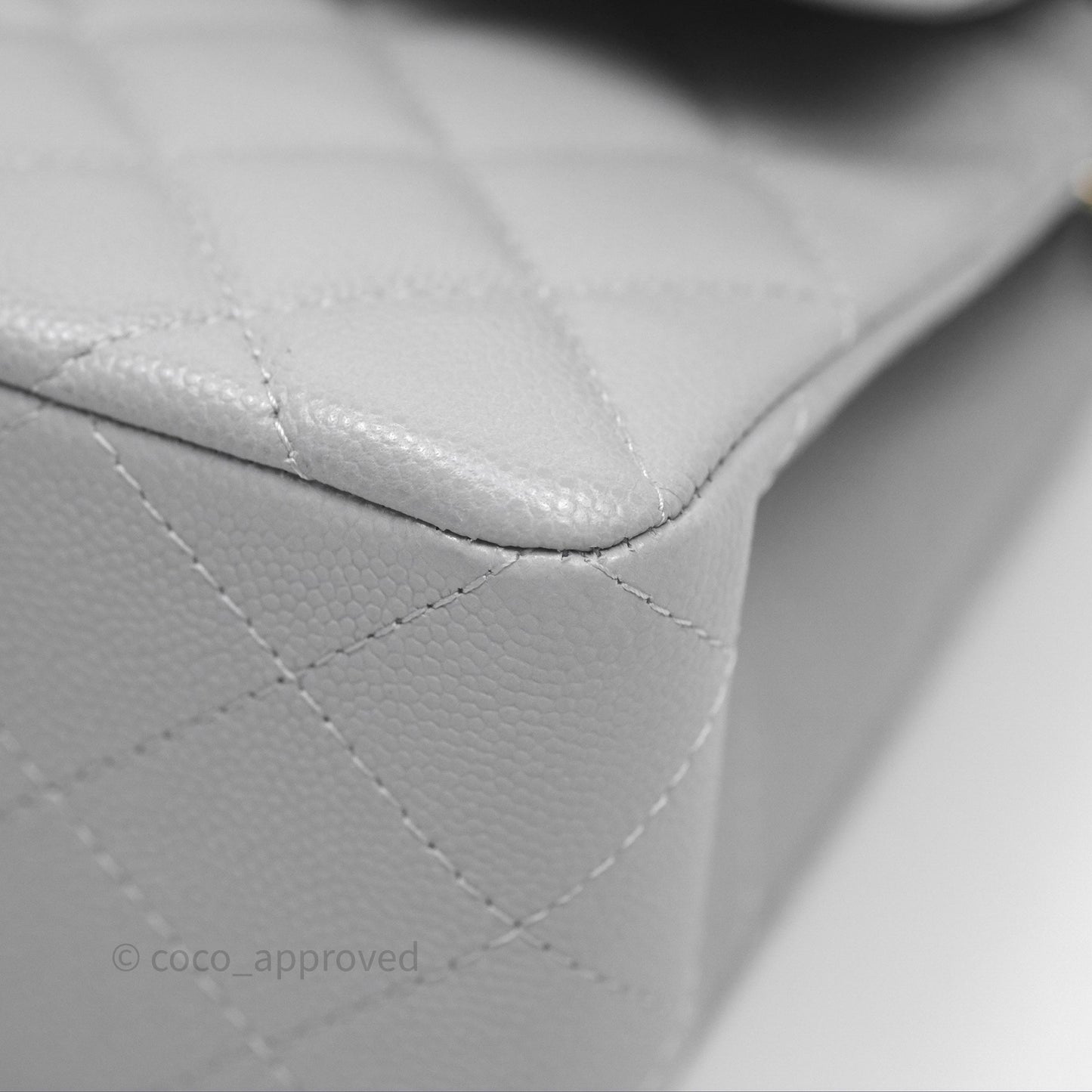 Chanel Small Classic Flap Quilted Grey Caviar Gold Hardware 21A
