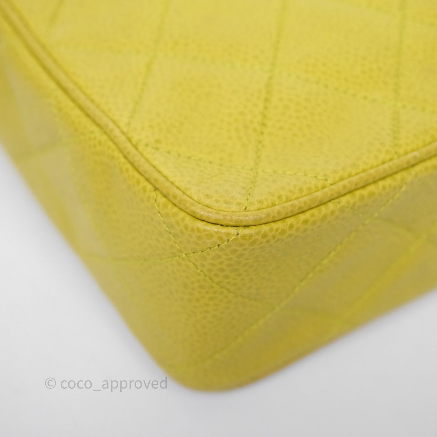 Chanel Vintage Quilted Camera Bag Green Yellow Caviar Gold Hardware