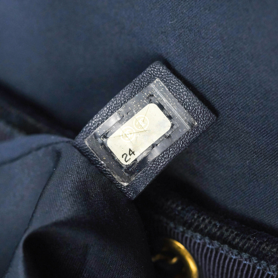 Chanel Parisian Stroll Backpack Wool Velvet Navy