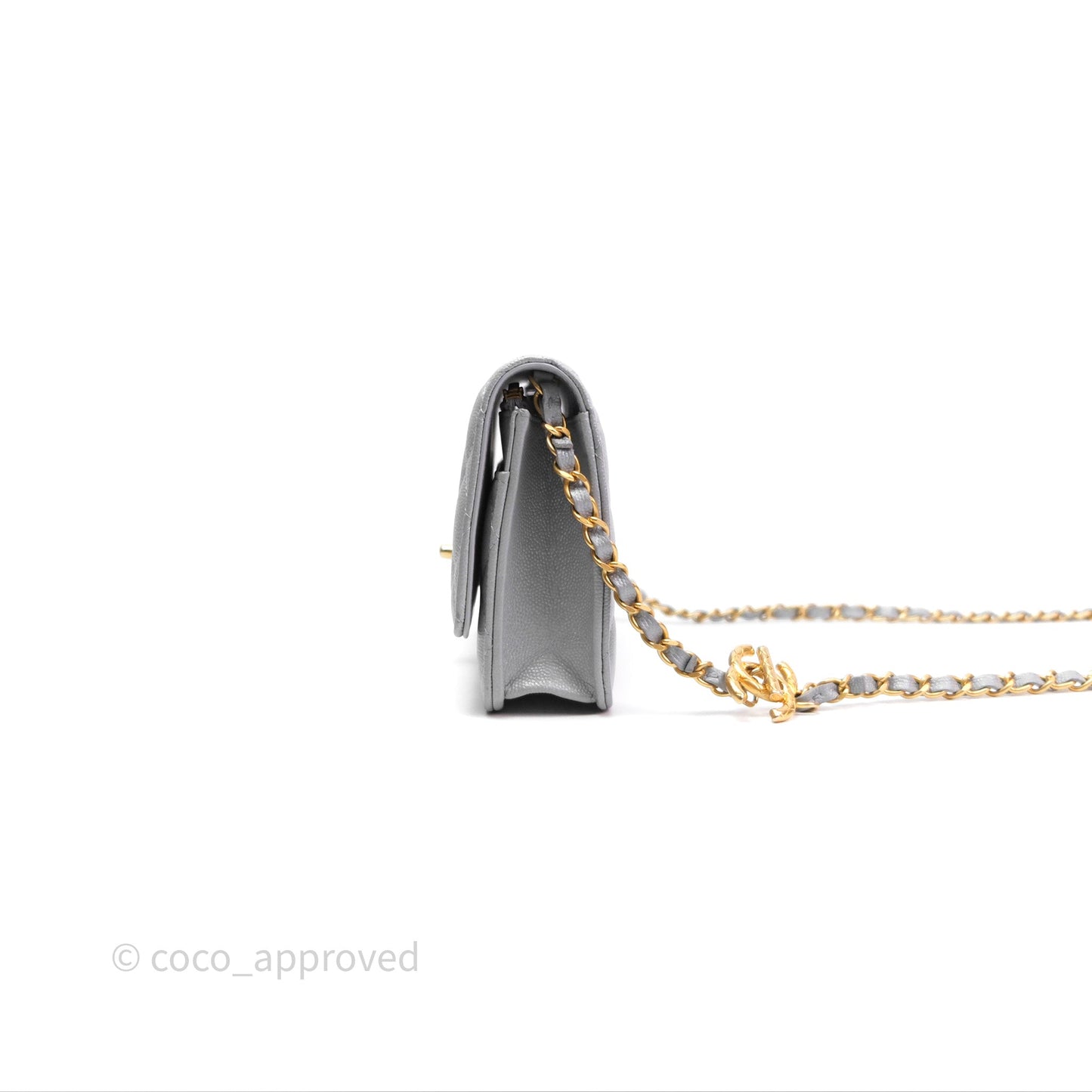 Chanel Wallet On Chain WOC Adjustable CC Chain Grey Caviar Aged Gold Hardware