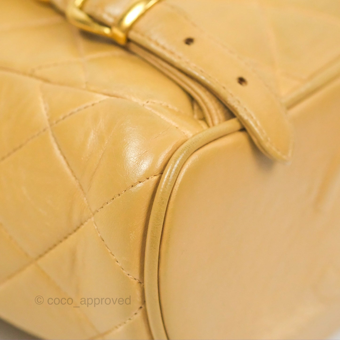 Chanel Vintage CC Duma Backpack Beige Lambskin 24K Gold Hardware