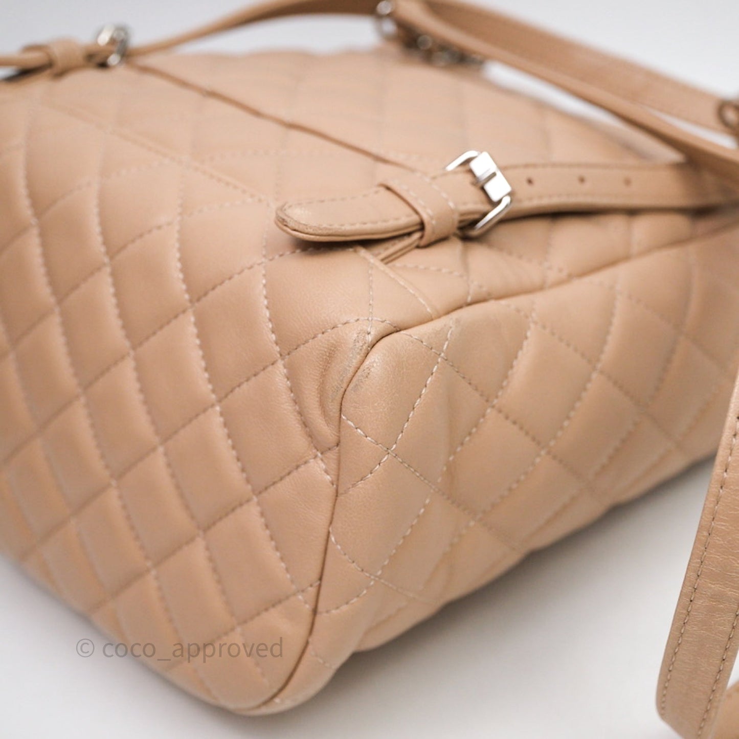 Chanel Quilted Small Urban Spirit Backpack Beige Lambskin Silver Hardware