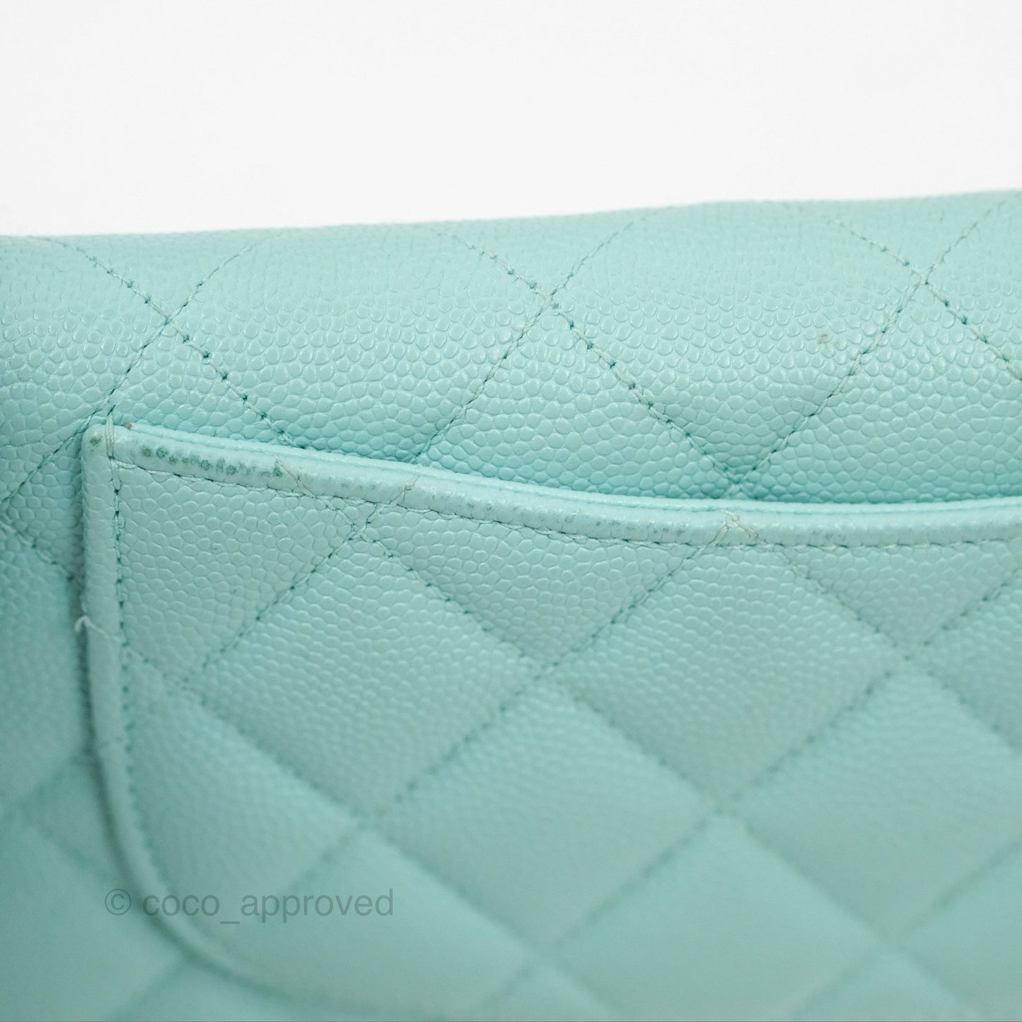 Chanel Classic Quilted Long Wallet Tiffany Blue Caviar Gold Hardware