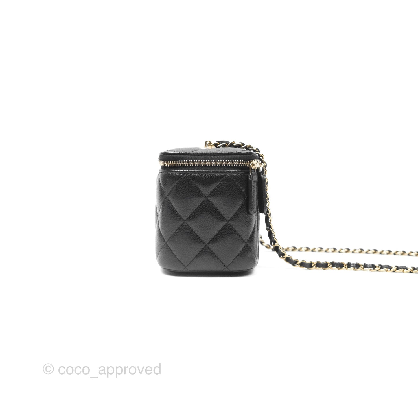 Chanel Vanity Rectangular With Chain Black Caviar Gold Hardware