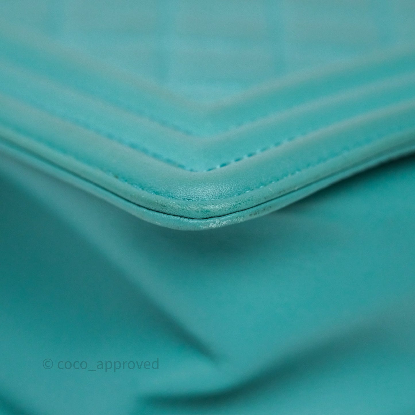 Chanel Medium Boy Quilted Turquoise Calfskin Aged Gold Hardware