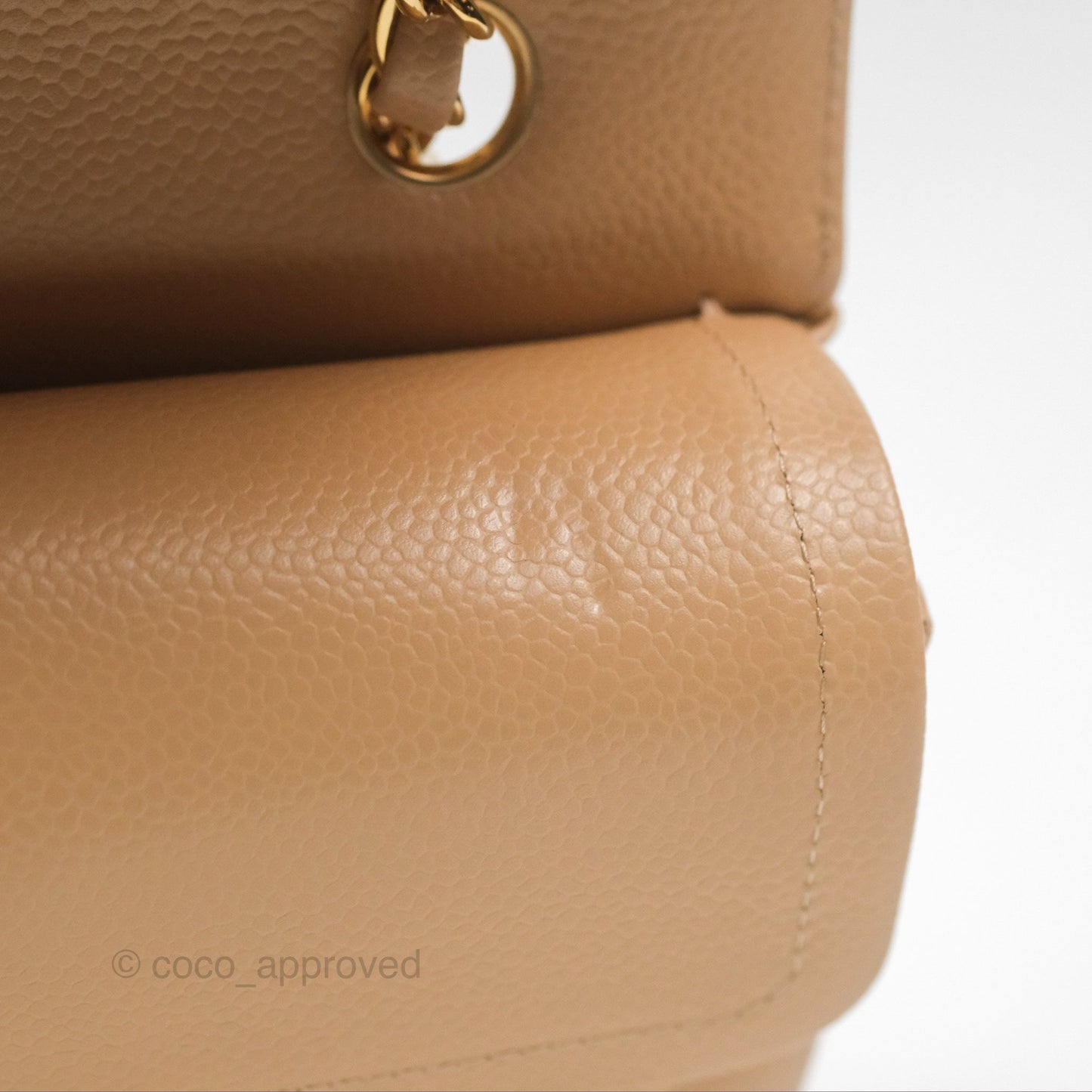 Chanel Classic Small S/M Quilted Flap Beige Caviar Gold Hardware