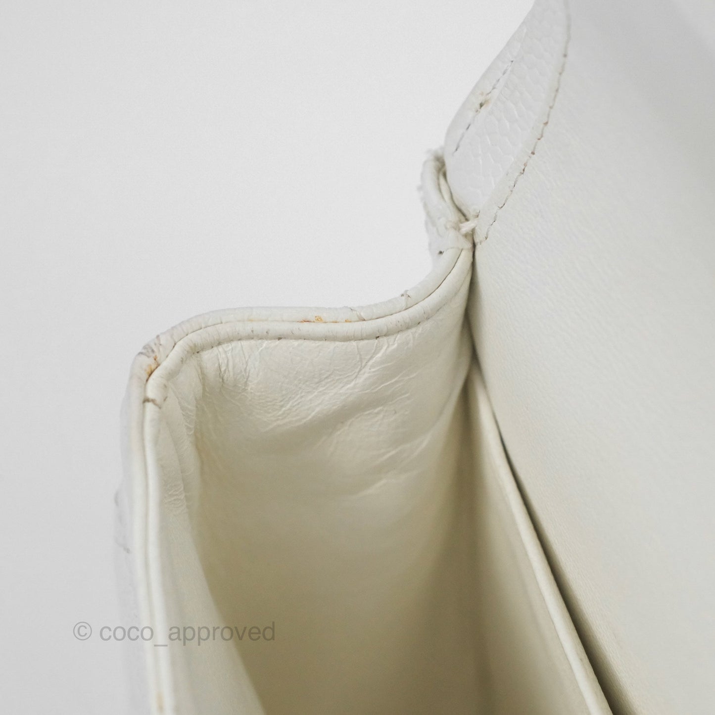 Chanel Classic M/L Medium Flap Quilted White Caviar Silver Hardware