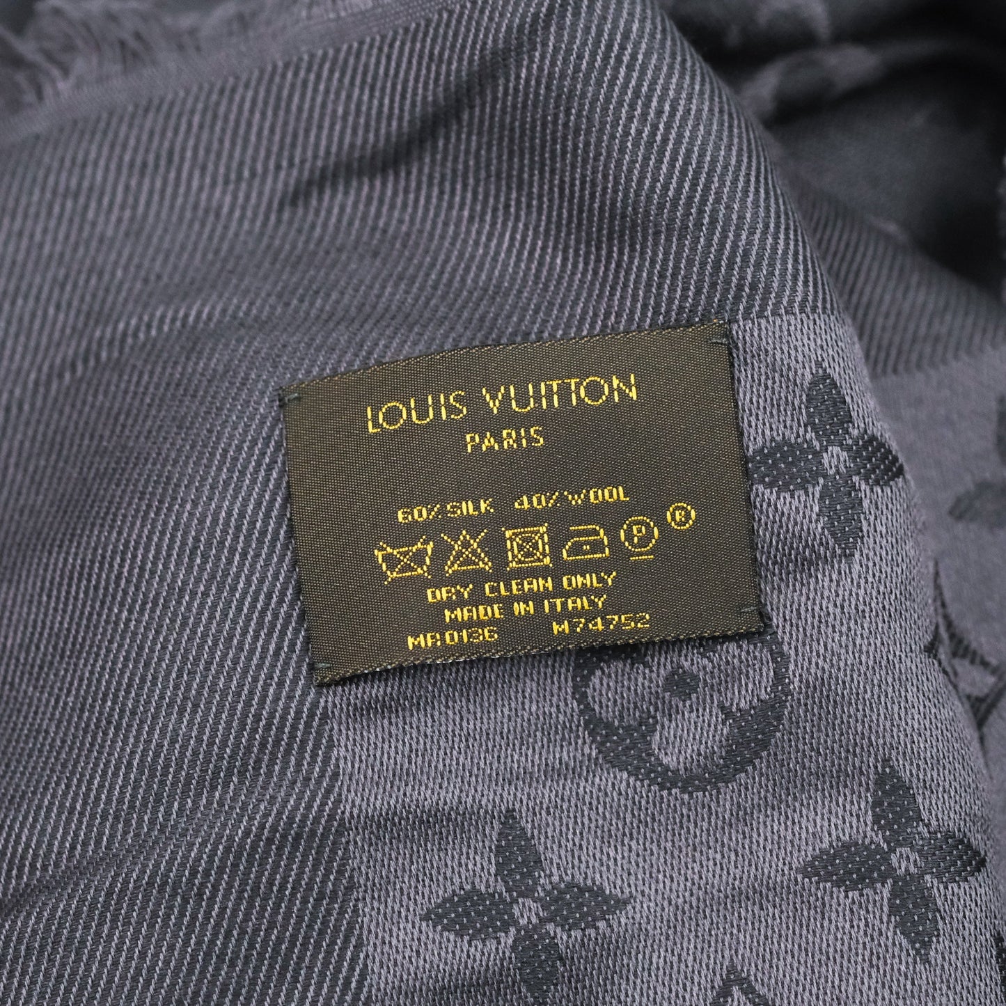 Louis Vuitton Silk Wool Monogram Shawl Anthracite