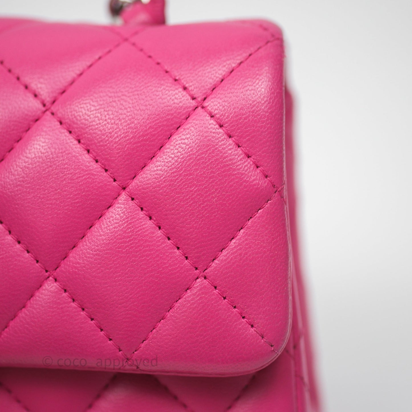 Chanel Mini Rectangular Quilted Dark Pink Lambskin Silver Hardware