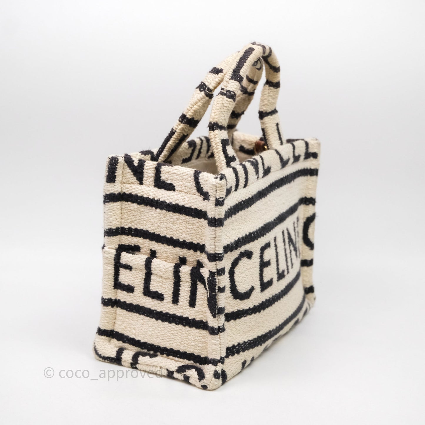 Celine Small Cabas Thais Textile with Celine All-Over White