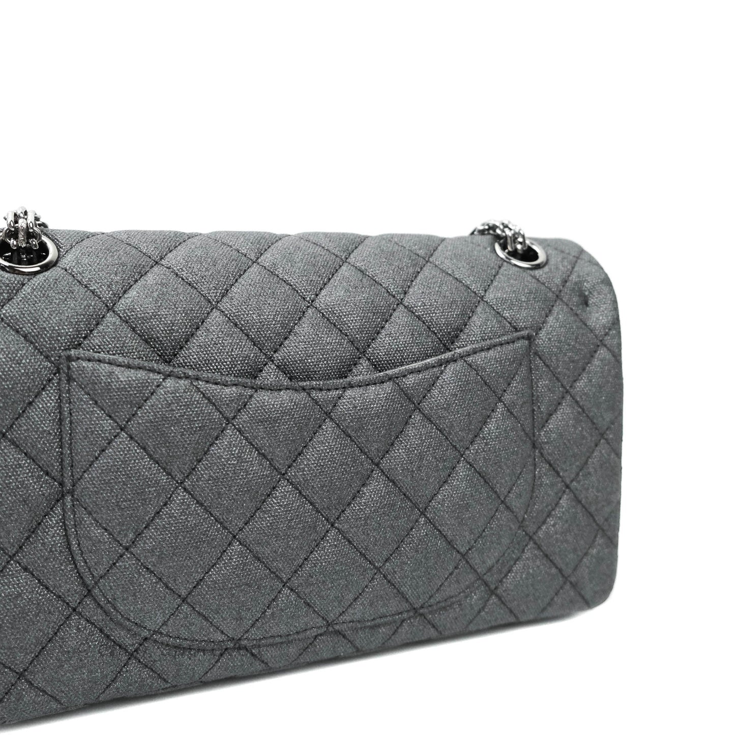 Chanel 2.55 Reissue Lucky Charms 225 Flap Iridescent Metallic Grey Canvas Gun Metal
