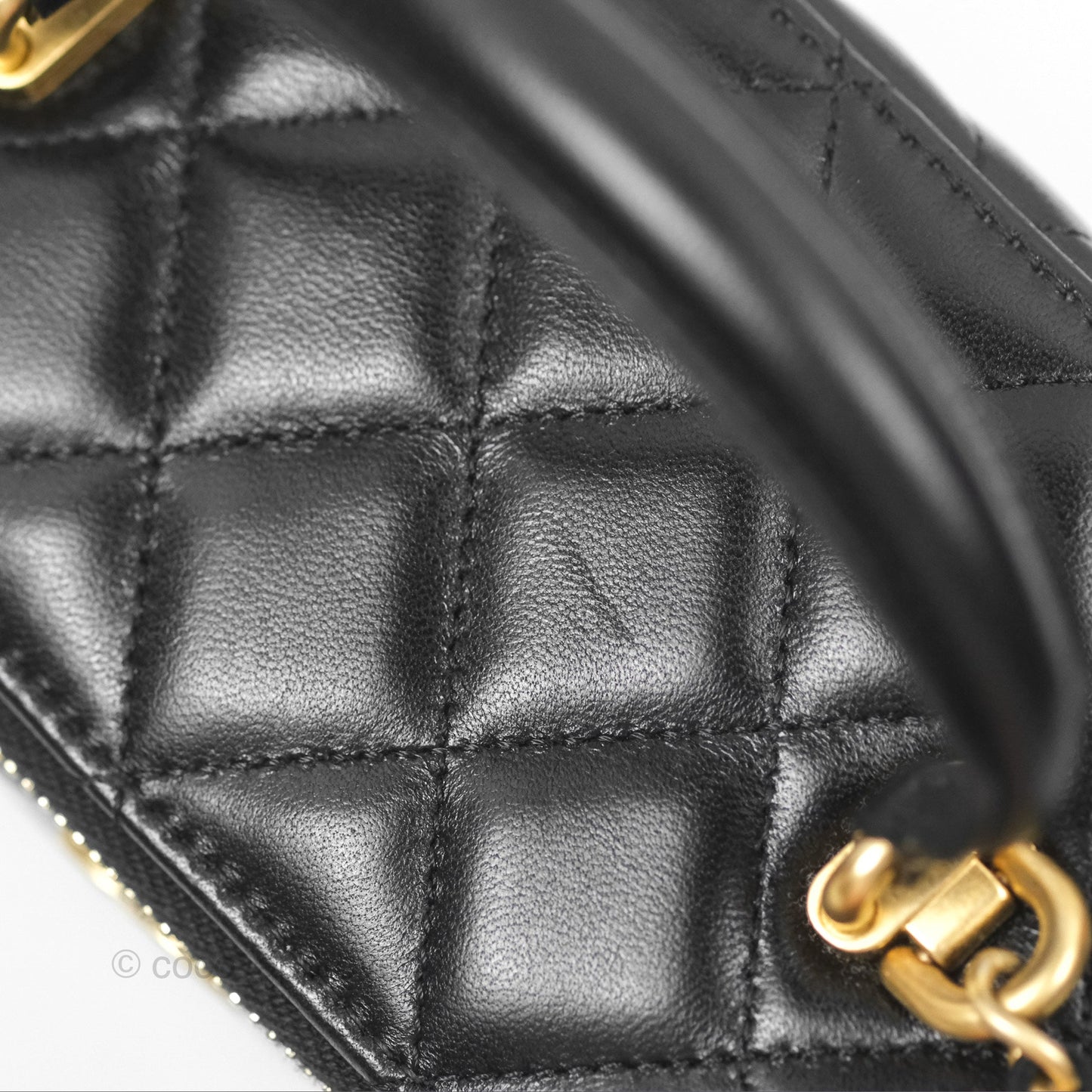 Chanel Vanity Rectangular Top Handle Black Lambskin Gold Hardware