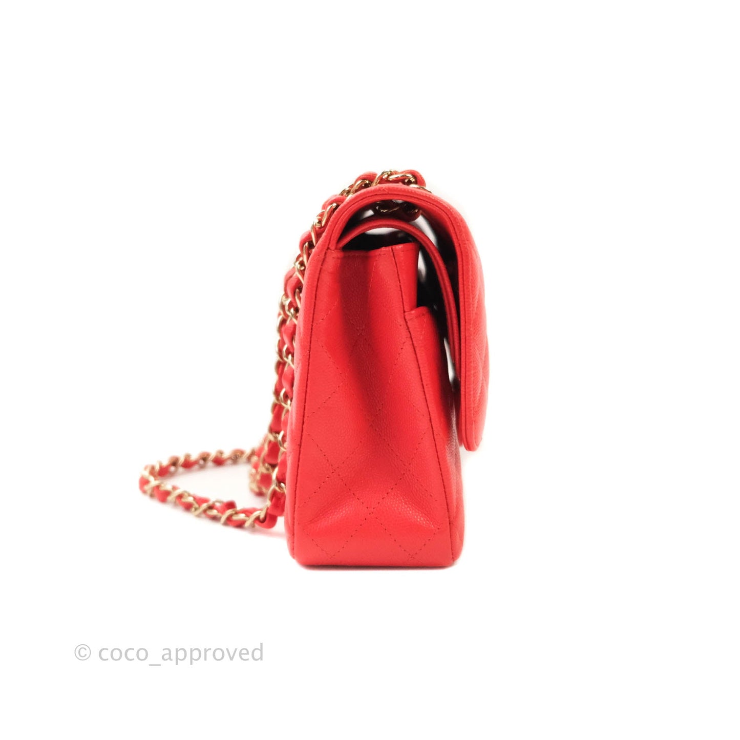 Chanel Classic M/L Medium Double Flap Red Caviar Gold Hardware