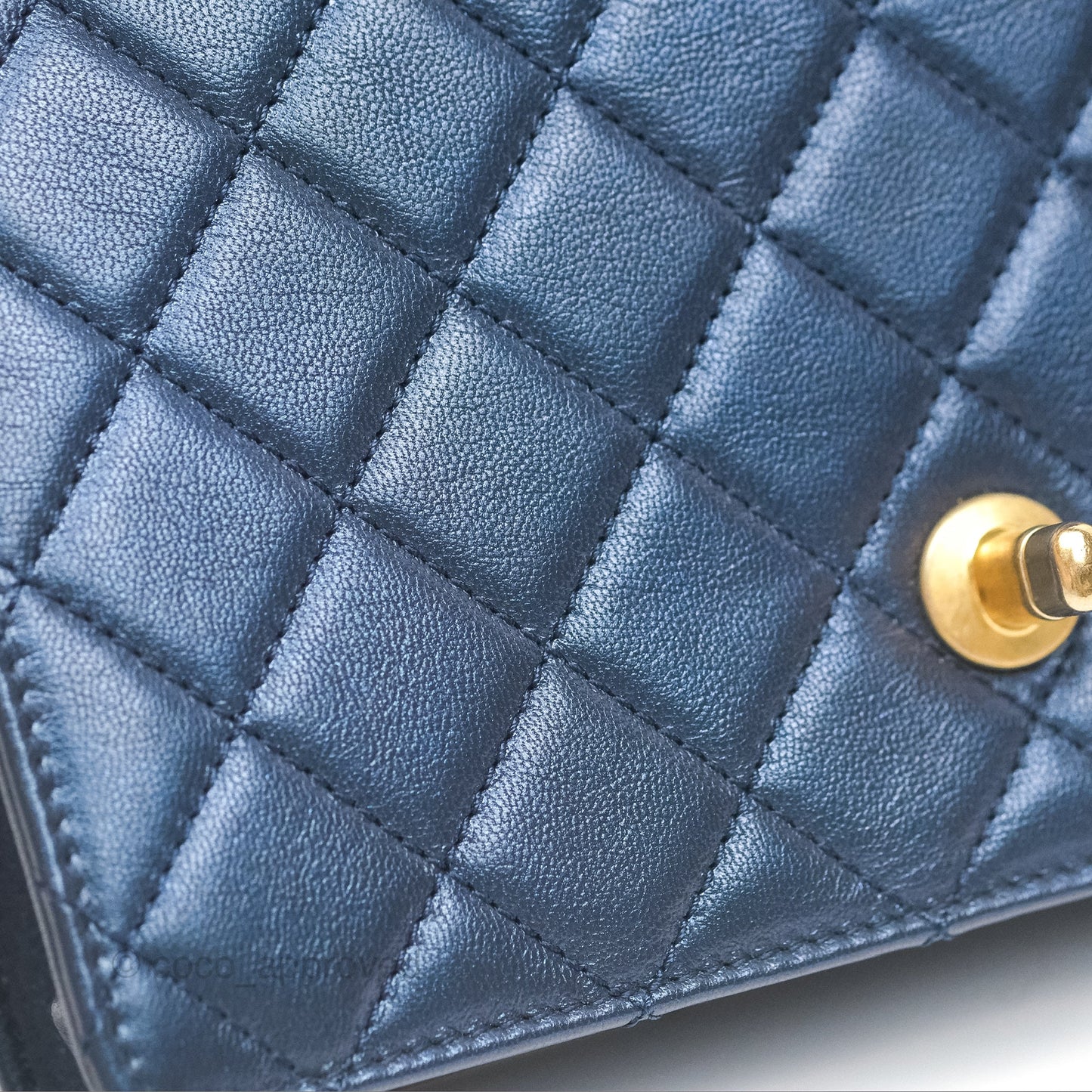 Chanel Small Quilted Chic Pearls Flap Iridescent Navy Goatskin Aged Gold Hardware