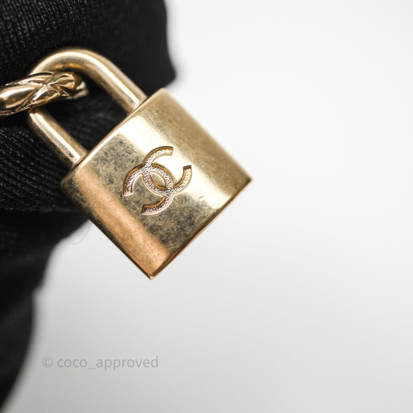 Chanel CC Padlock Drop Earrings Gold Tone 21P
