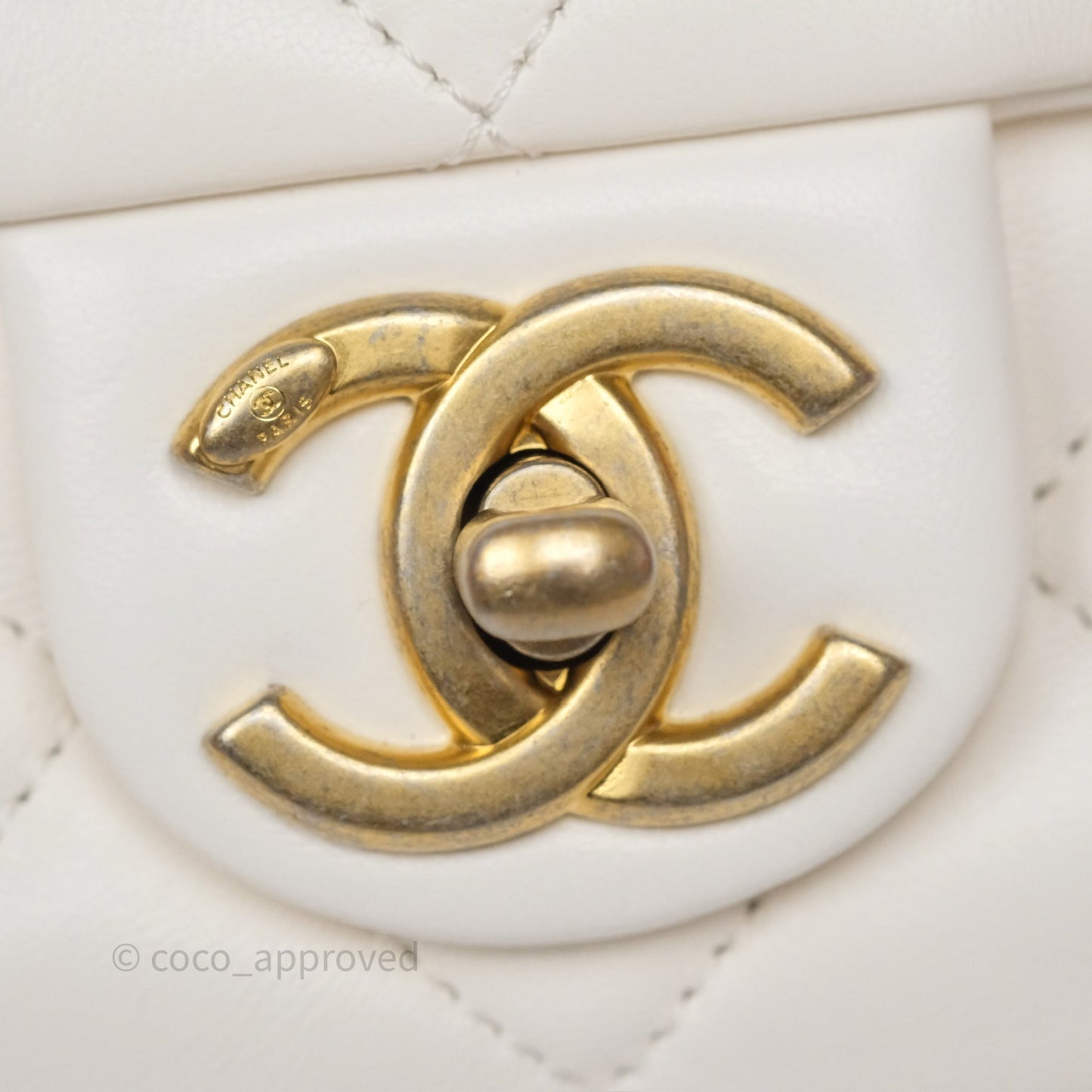 Chanel Small Fancy Jewel Flap White Shiny Lambskin Aged Gold Hardware 23S