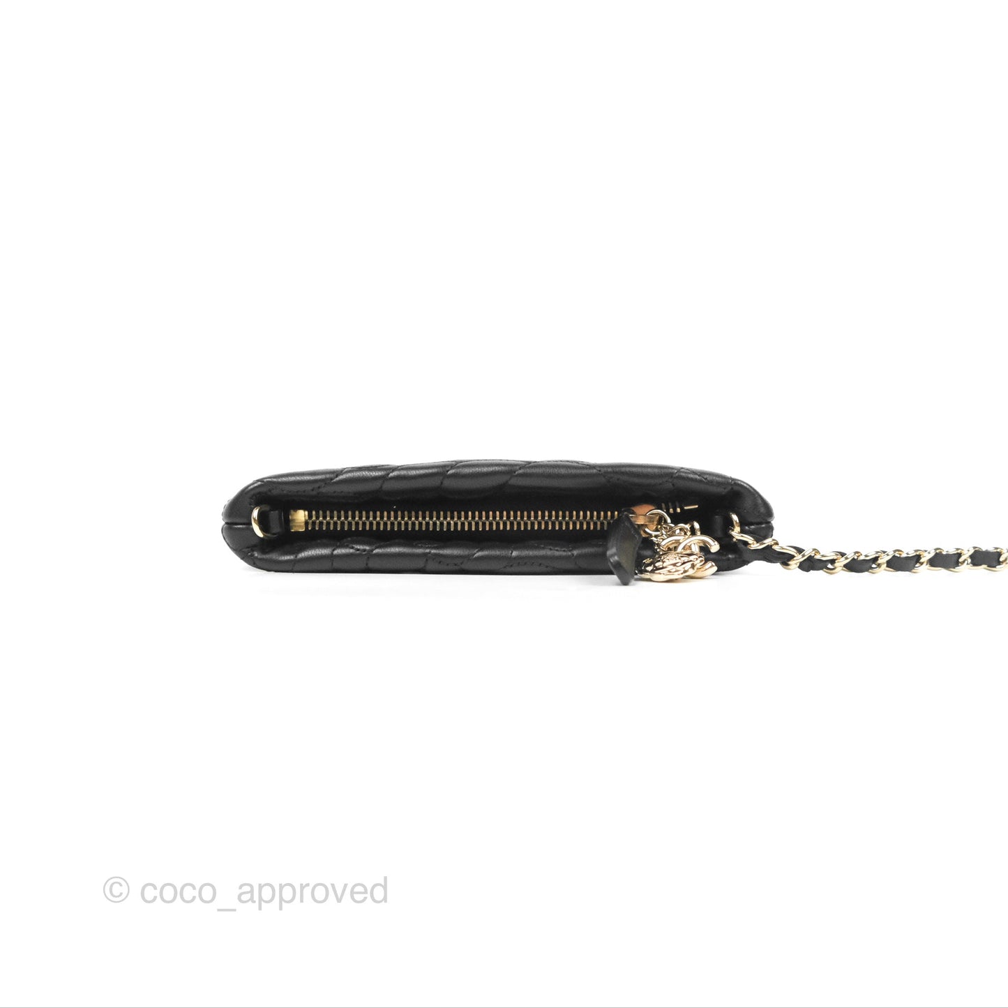 Chanel Camellia Pochette Clutch Black Lambskin Gold Hardware