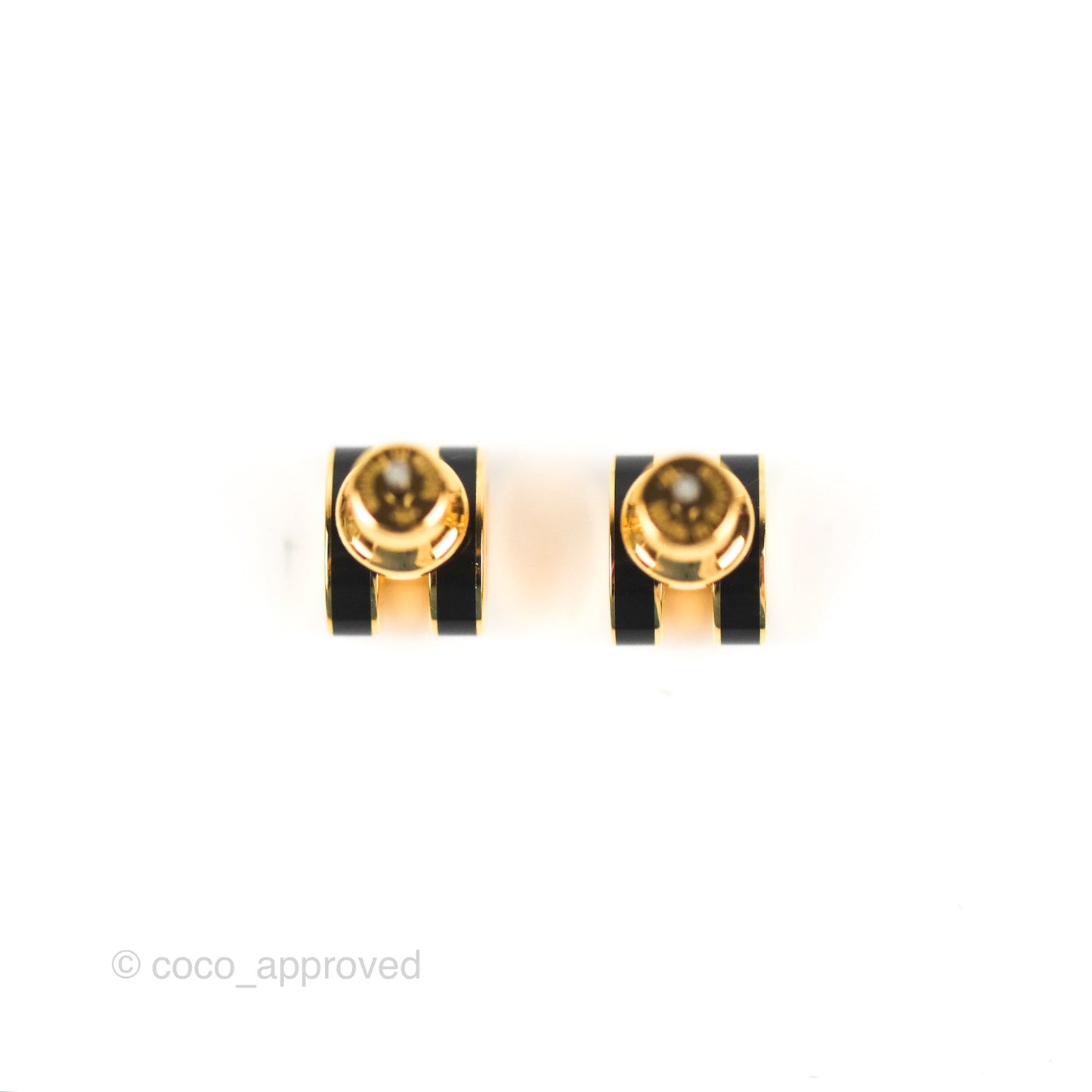 Hermès Mini Pop H Earrings Black Gold