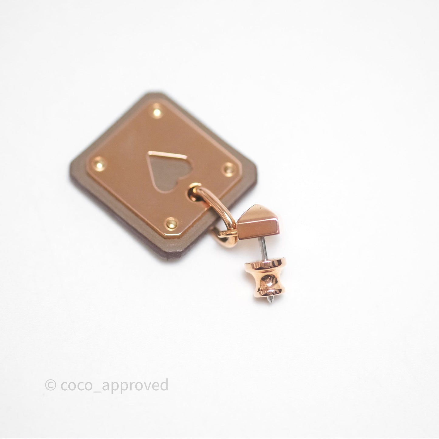 Hermès As De Coeur Drop Earrings Etoupe Swift Rose Gold Hardware