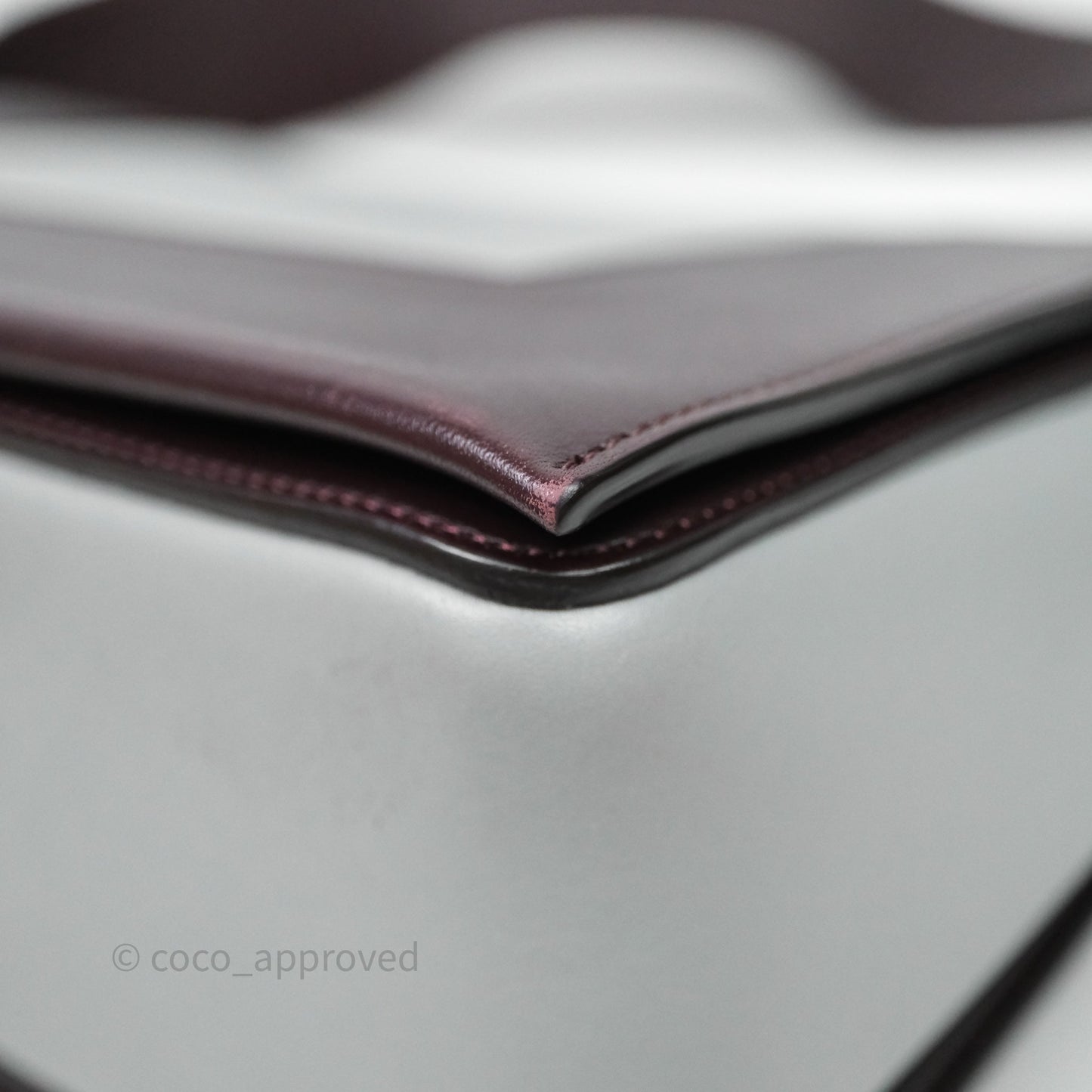 Celine Medium Frame Bag Burgundy / Pearl Blue Calfskin Silver Hardware