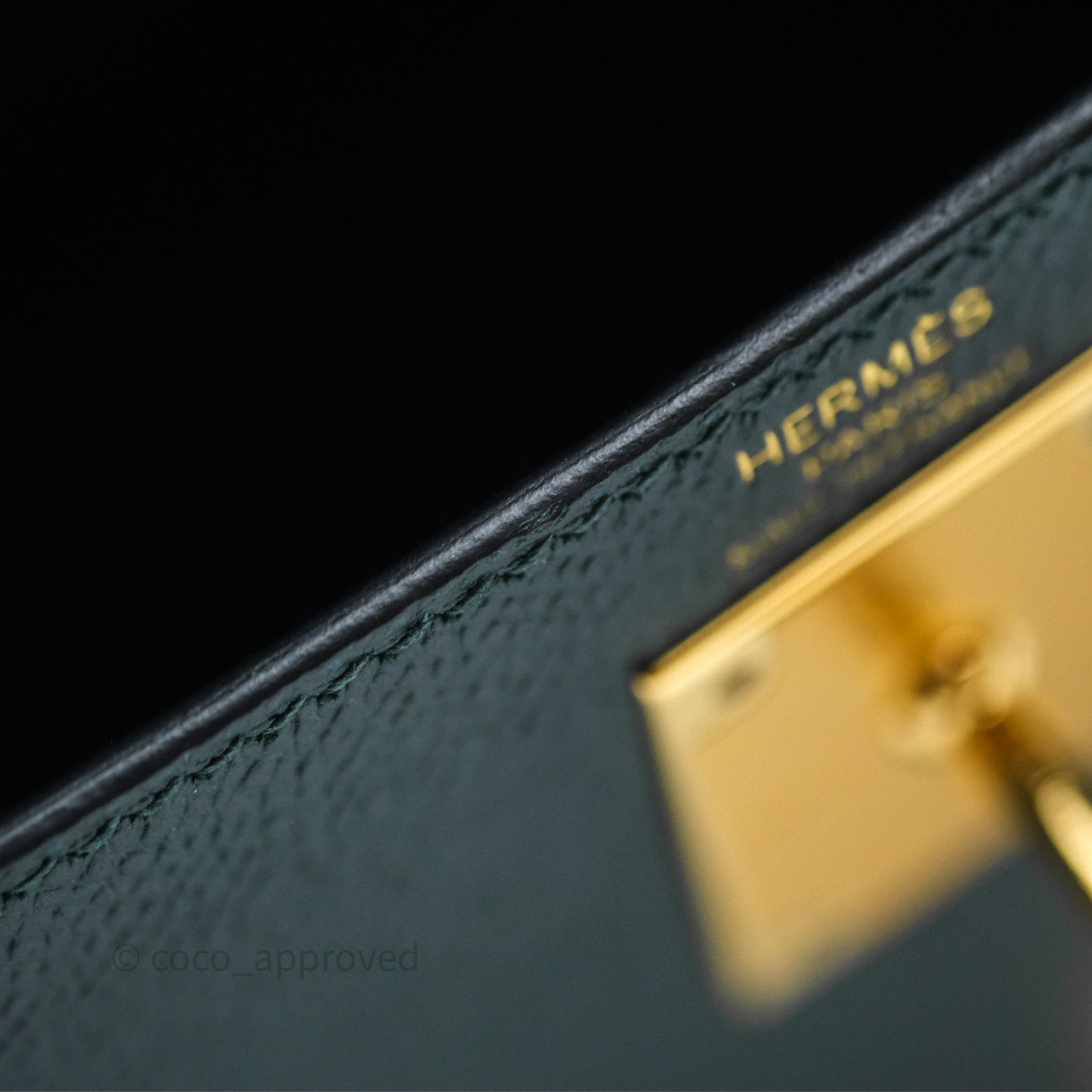 Hermès Kelly 28 Sellier Vert Cypres 6O Epsom Gold Hardware