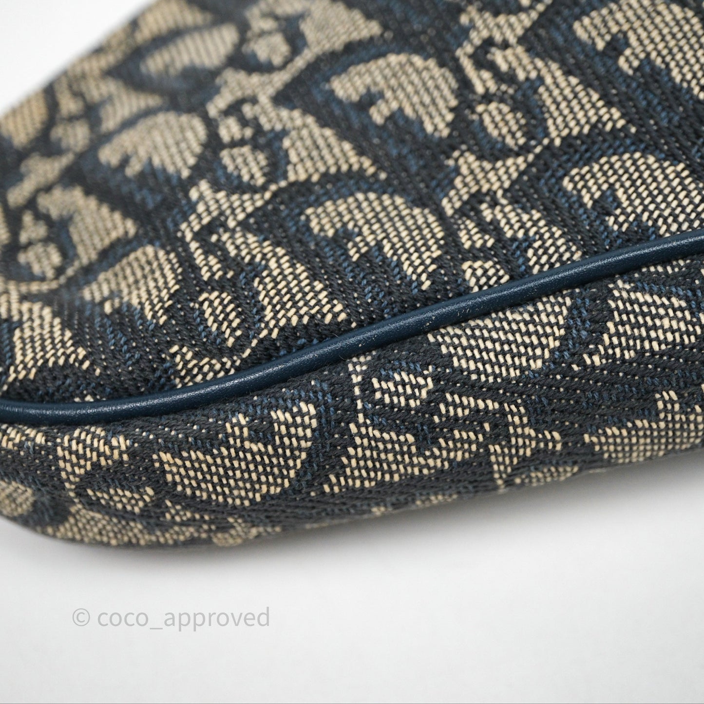 Christian Dior Vintage Mini Saddle Bag Blue Oblique Jacquard