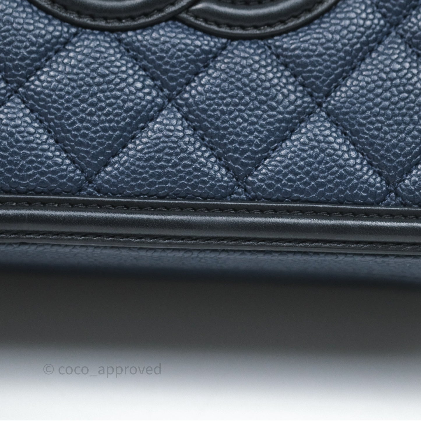 Chanel Quilted Medium CC Filigree Vanity Case Dark Navy Caviar Gold Hardware