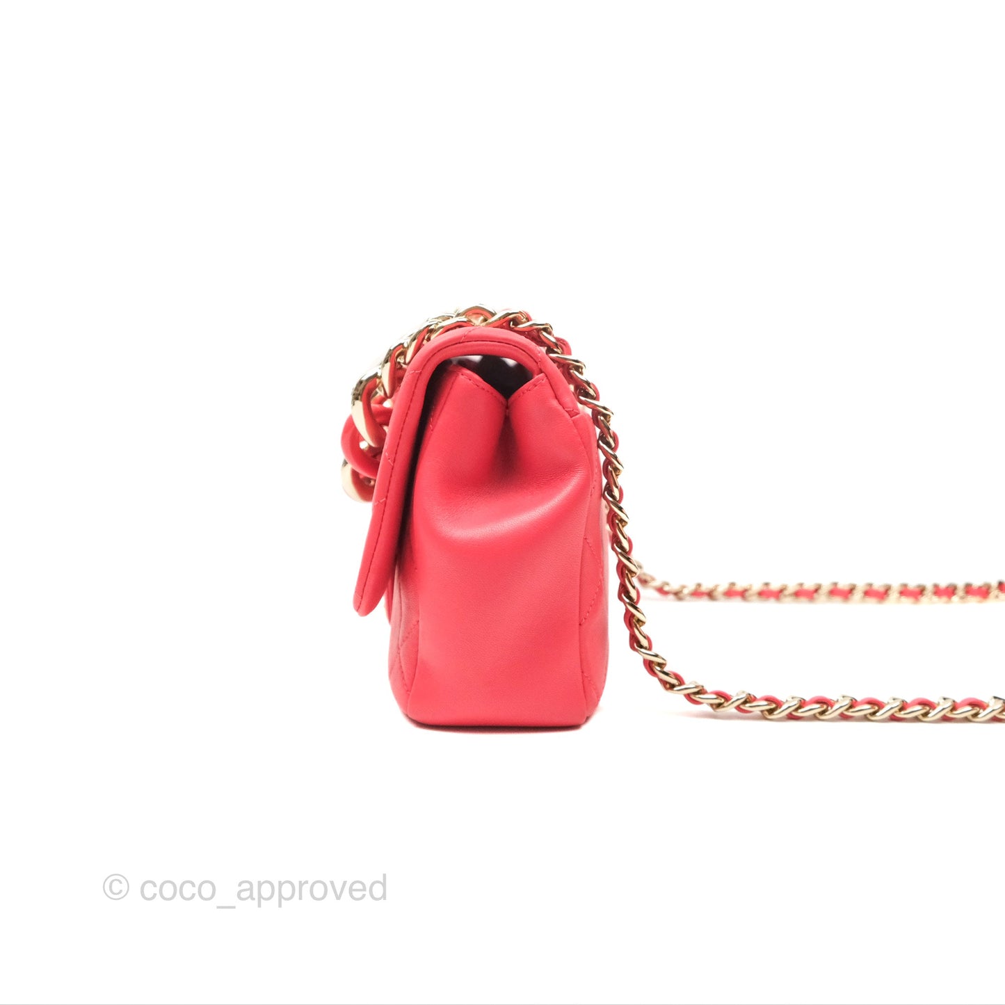 Chanel Quilted Resin Bi-Color Chain Flap Bag Dark Pink Lambskin