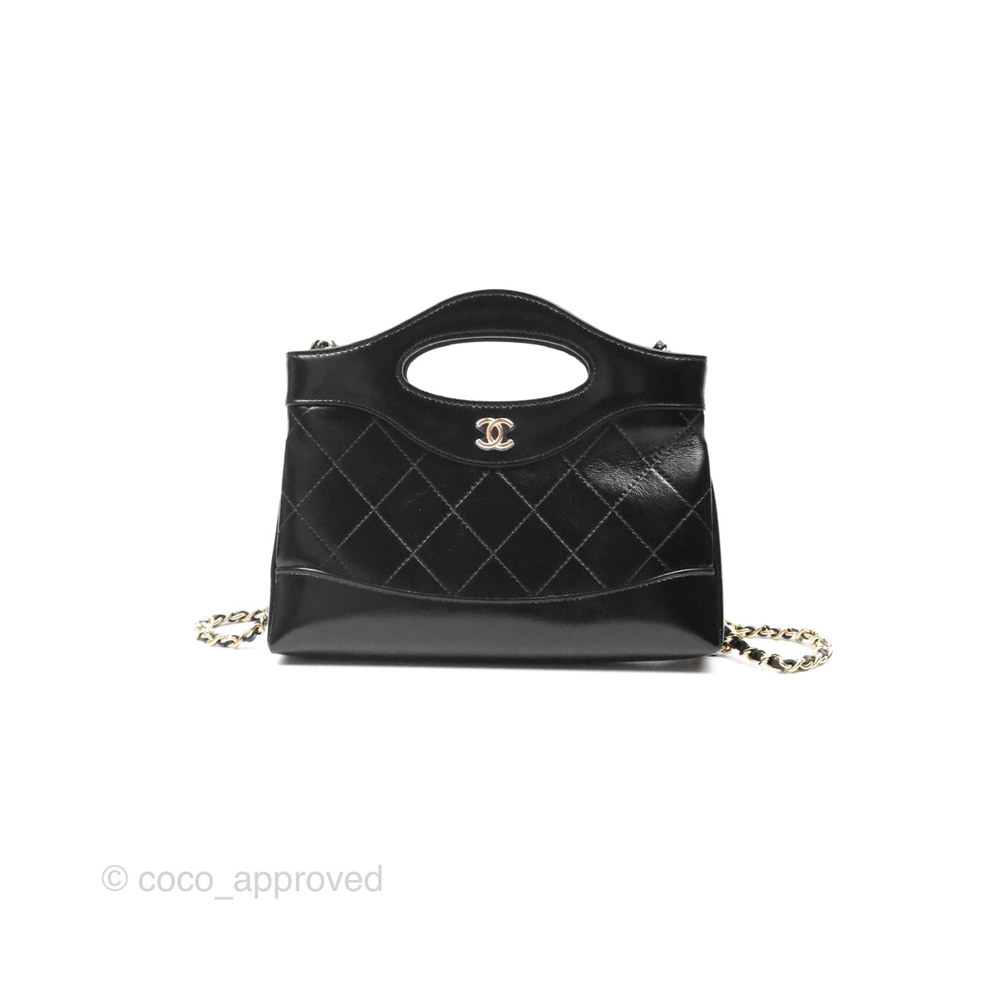 Chanel Nano 31 Black Shiny Calfskin Gold Hardware