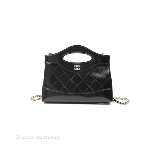 Chanel Nano 31 Black Shiny Calfskin Gold Hardware
