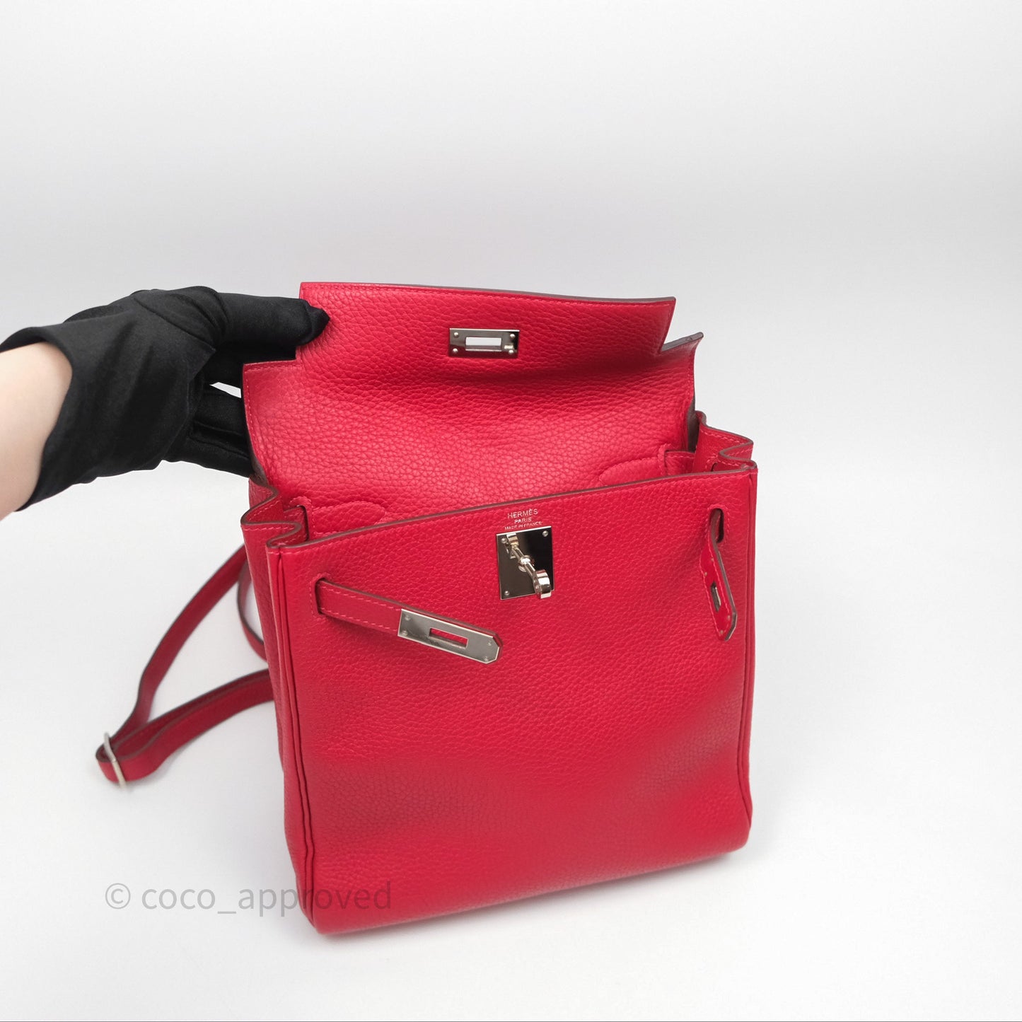 Hermès Kelly Ado Backpack Red Rouge Clemence Palladium Hardware
