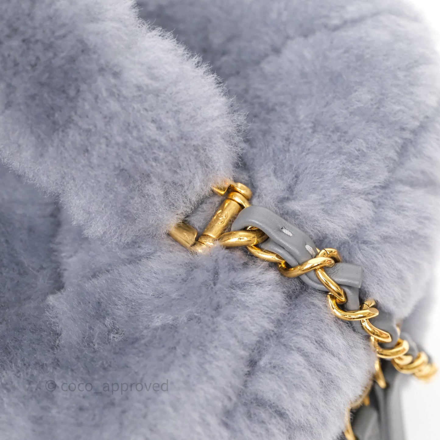 Chanel Vanity Case Grey Shearling Lambskin Gold Hardware 22A