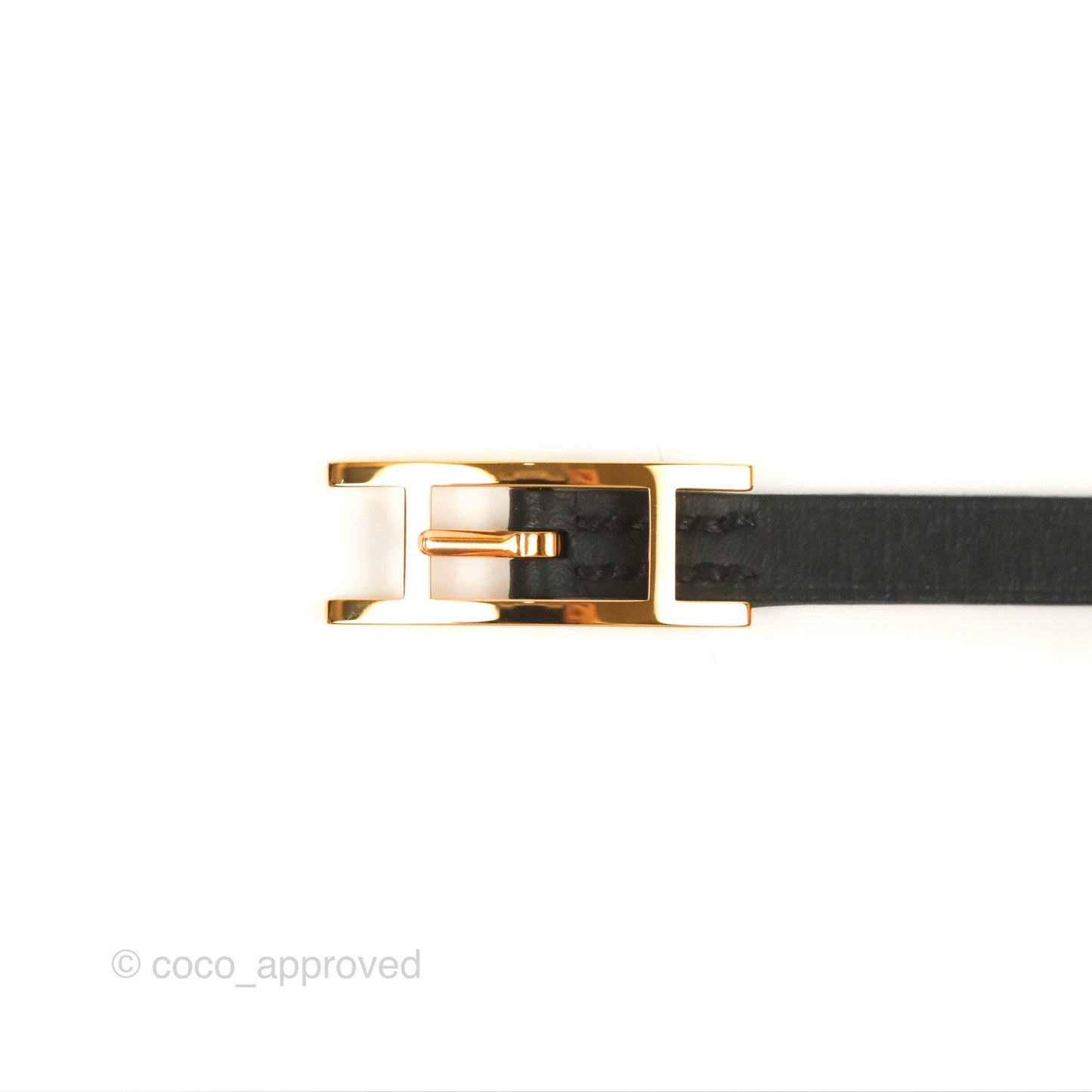 Hermès Veau Behapi Single Tour Bracelet Black Fauve Rose Gold Hardware
