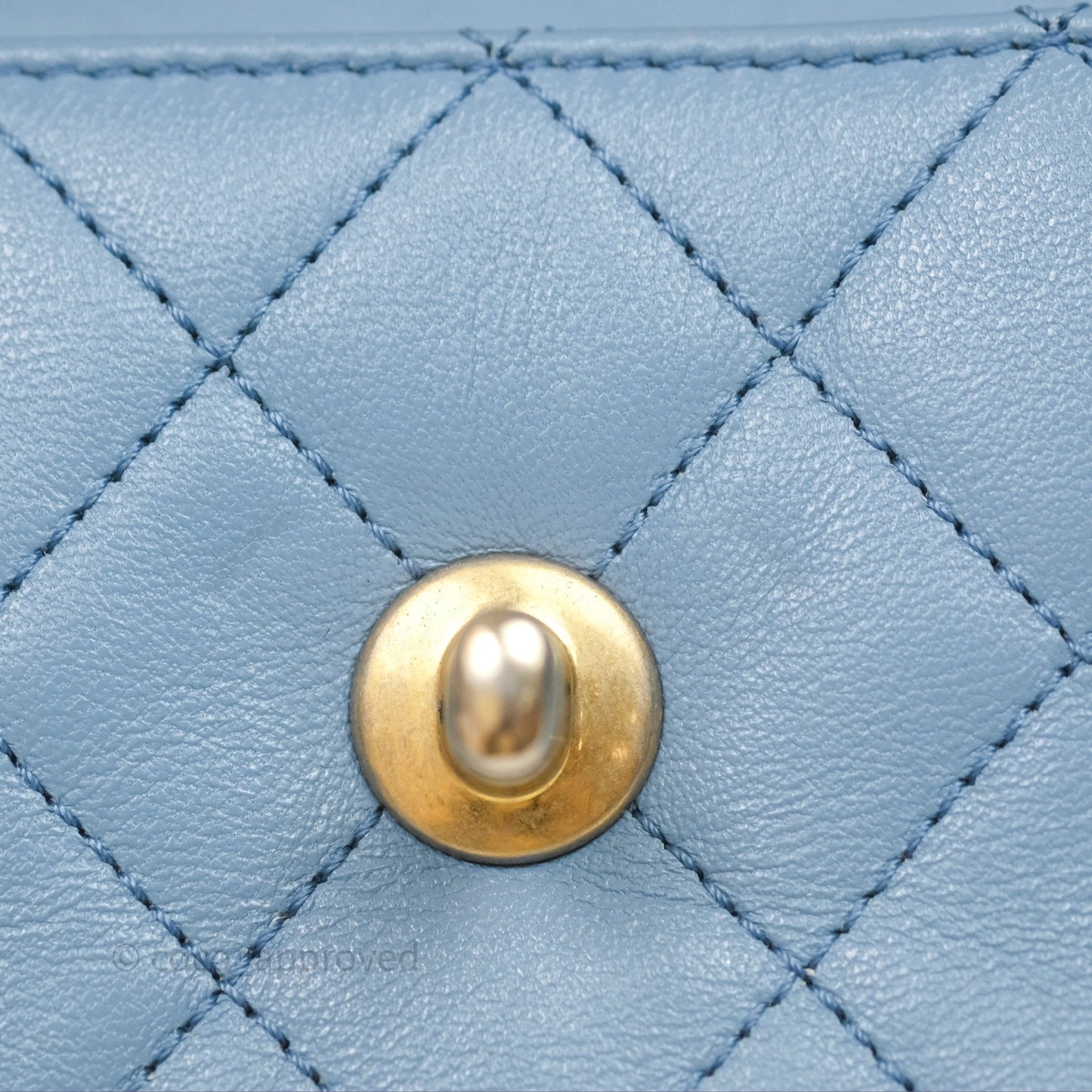 Chanel Curved Flap Bag Blue Lambskin Aged Gold Hardware
