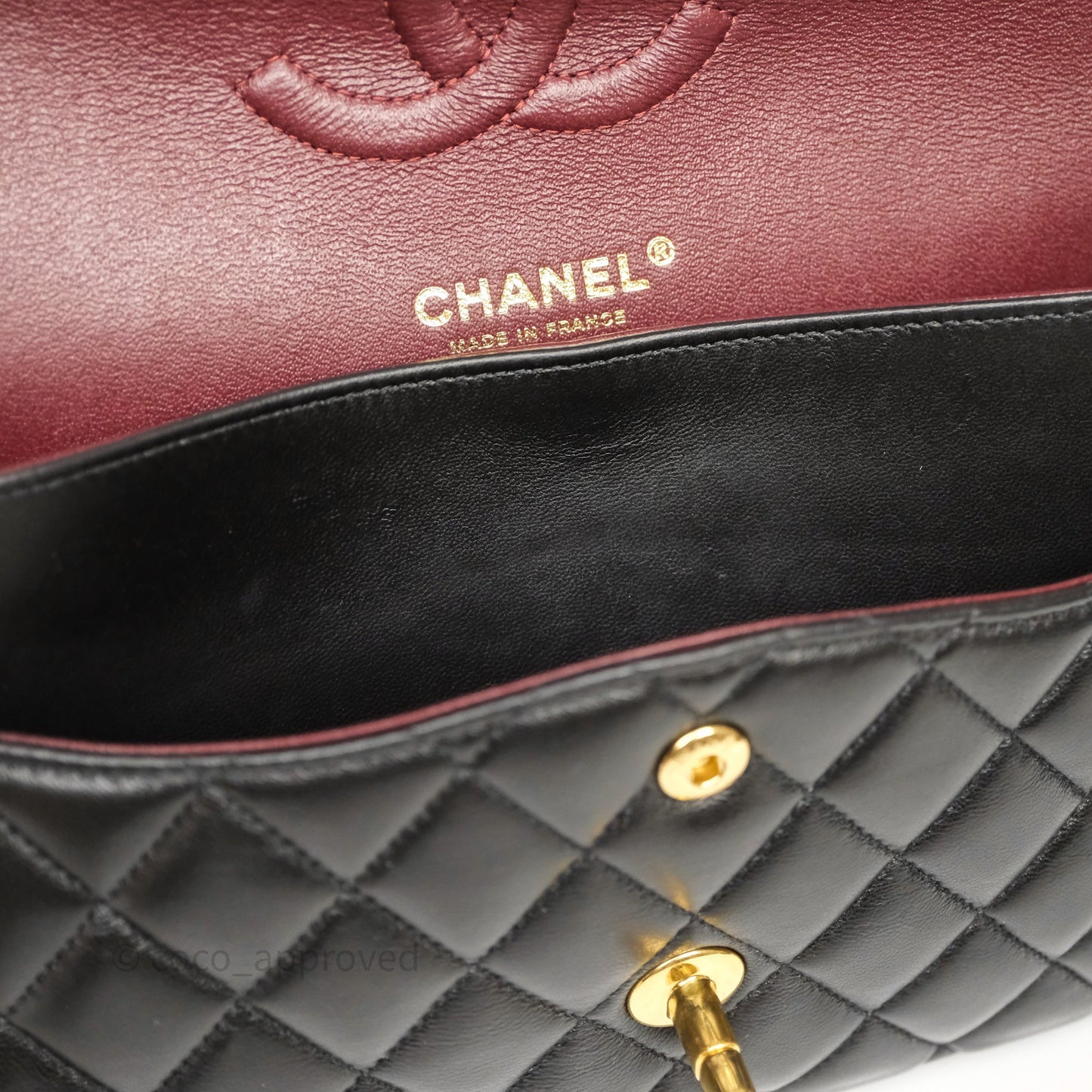 Chanel Classic M/L Medium Flap Quilted Black Lambskin Gold Hardware