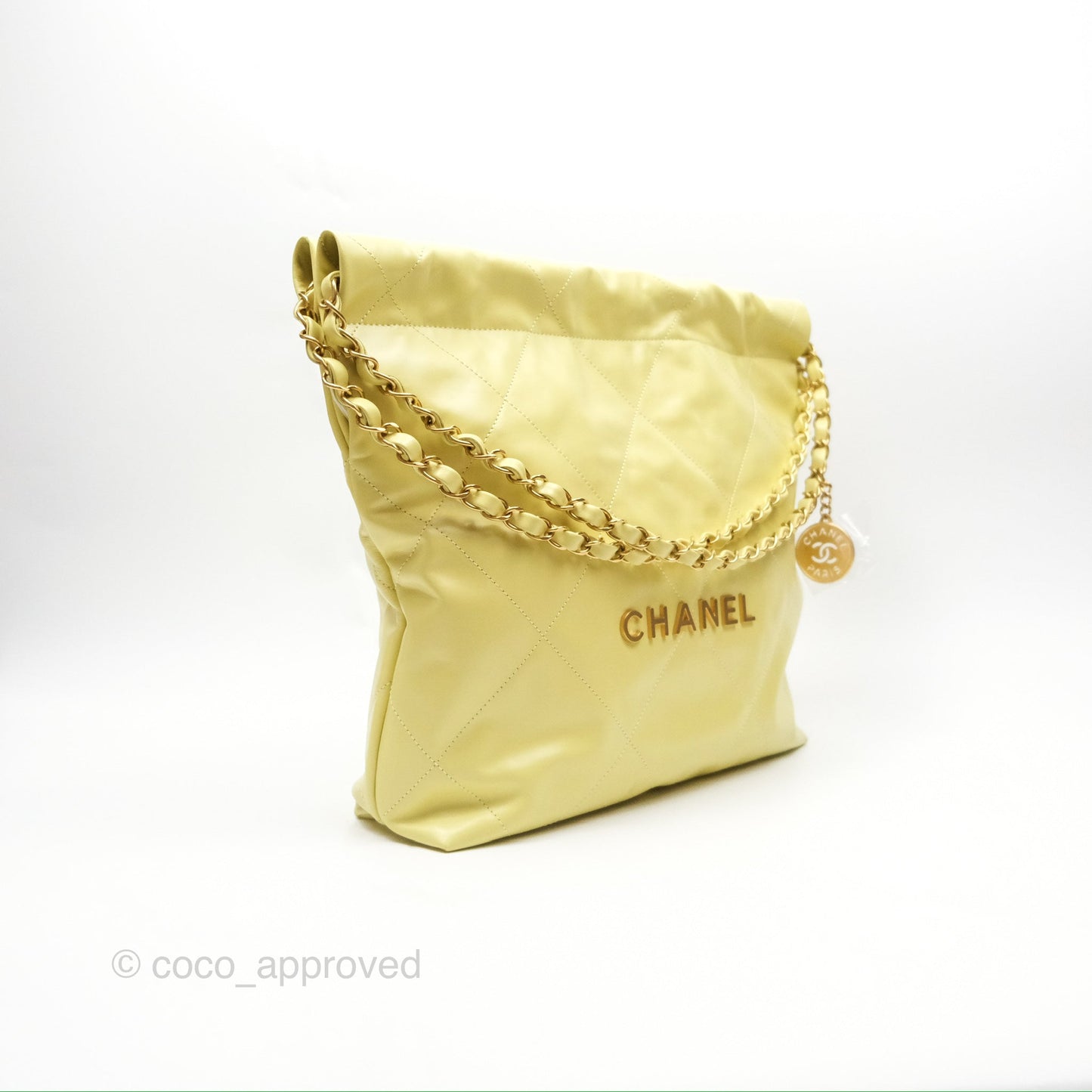 Chanel 22 Small Lime Green Shiny Aged Calfskin Aged Gold Hardware