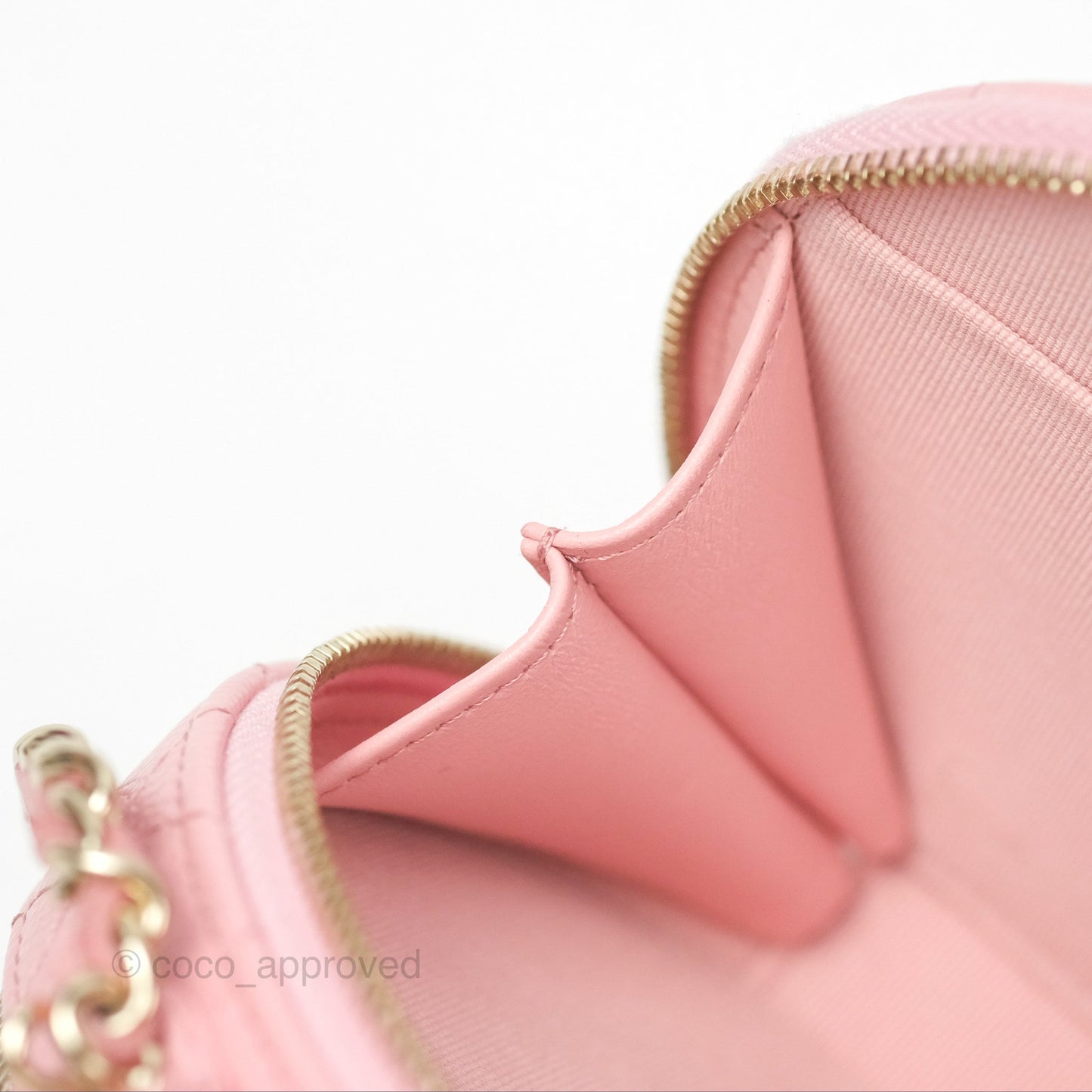 Chanel Mini Round Vanity Bag Handle With Care Pink Caviar 22C