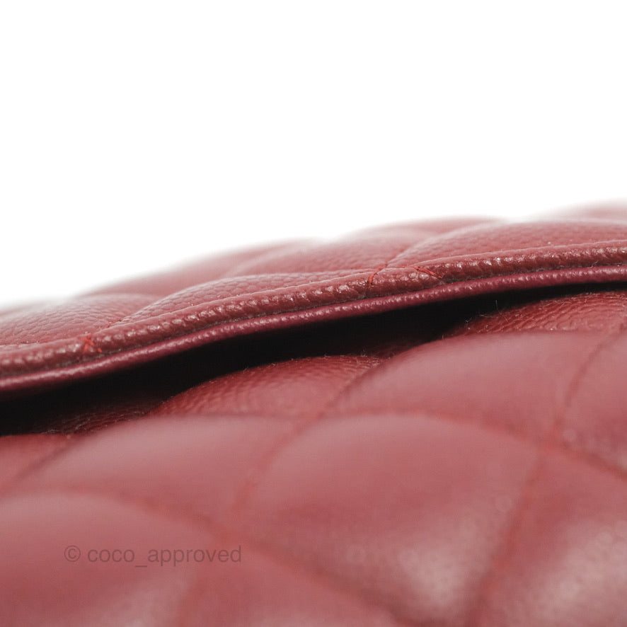 Chanel Classic Quilted Mini Rectangular Flap Iridescent Burgundy Caviar Aged Gold Hardware