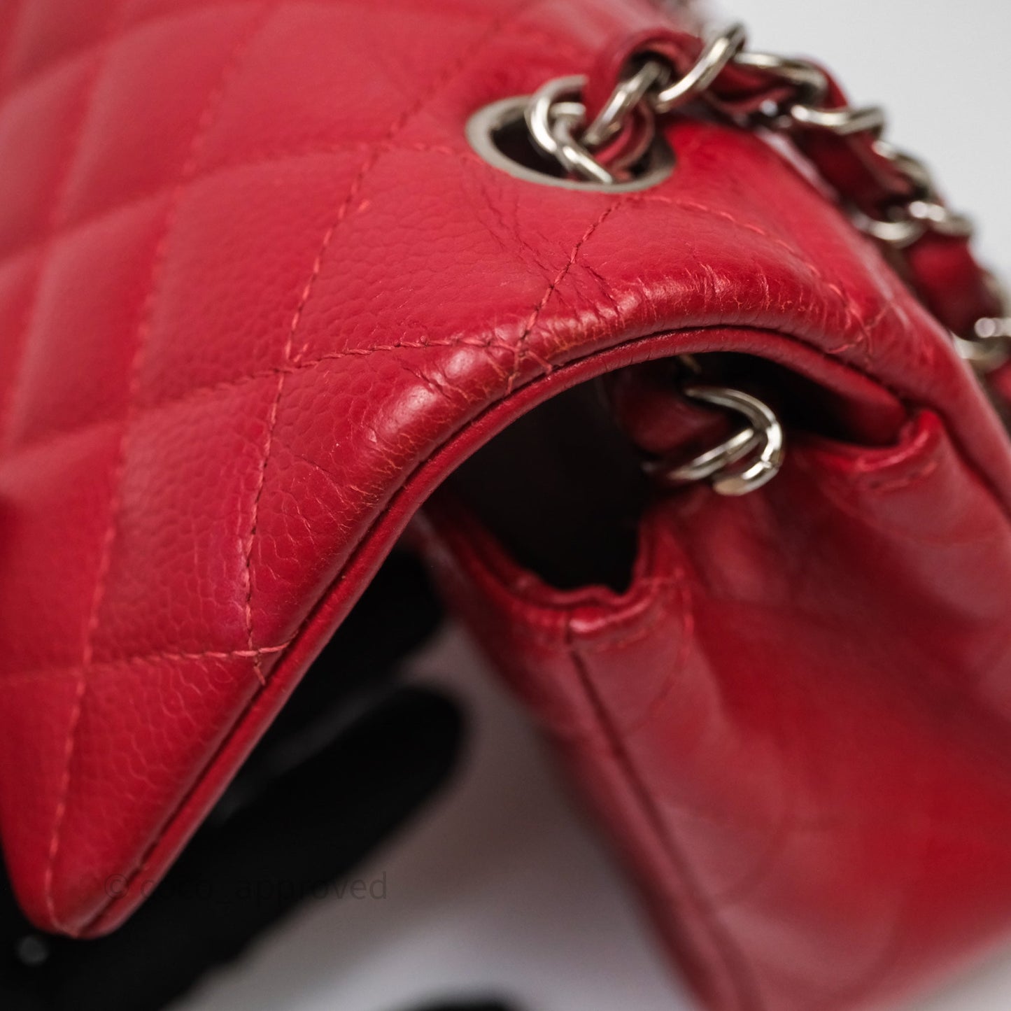 Chanel Quilted Mini Rectangular Flap Red Caviar Silver Hardware
