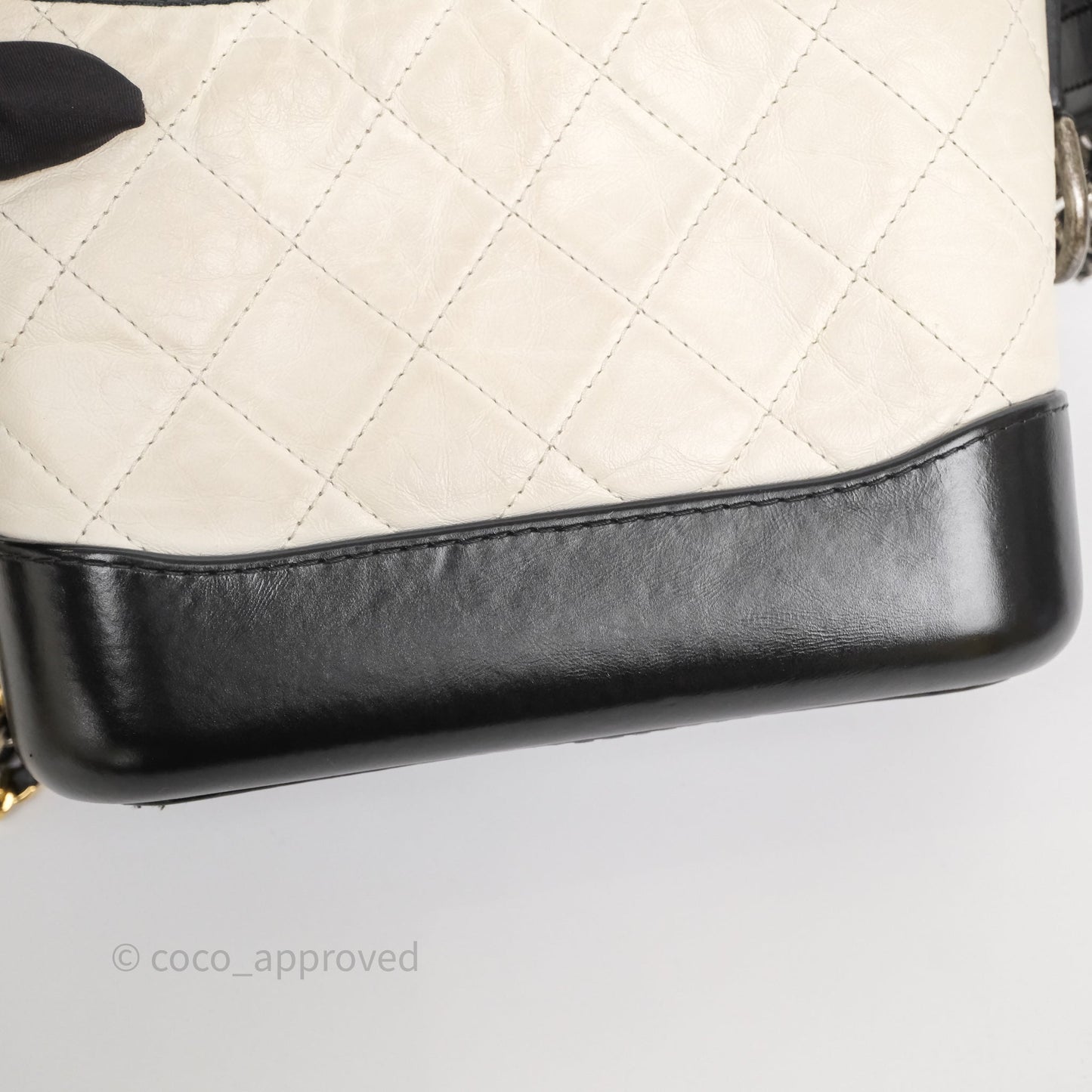 Chanel Small Gabrielle Hobo Quilted Black White Aged Calfskin