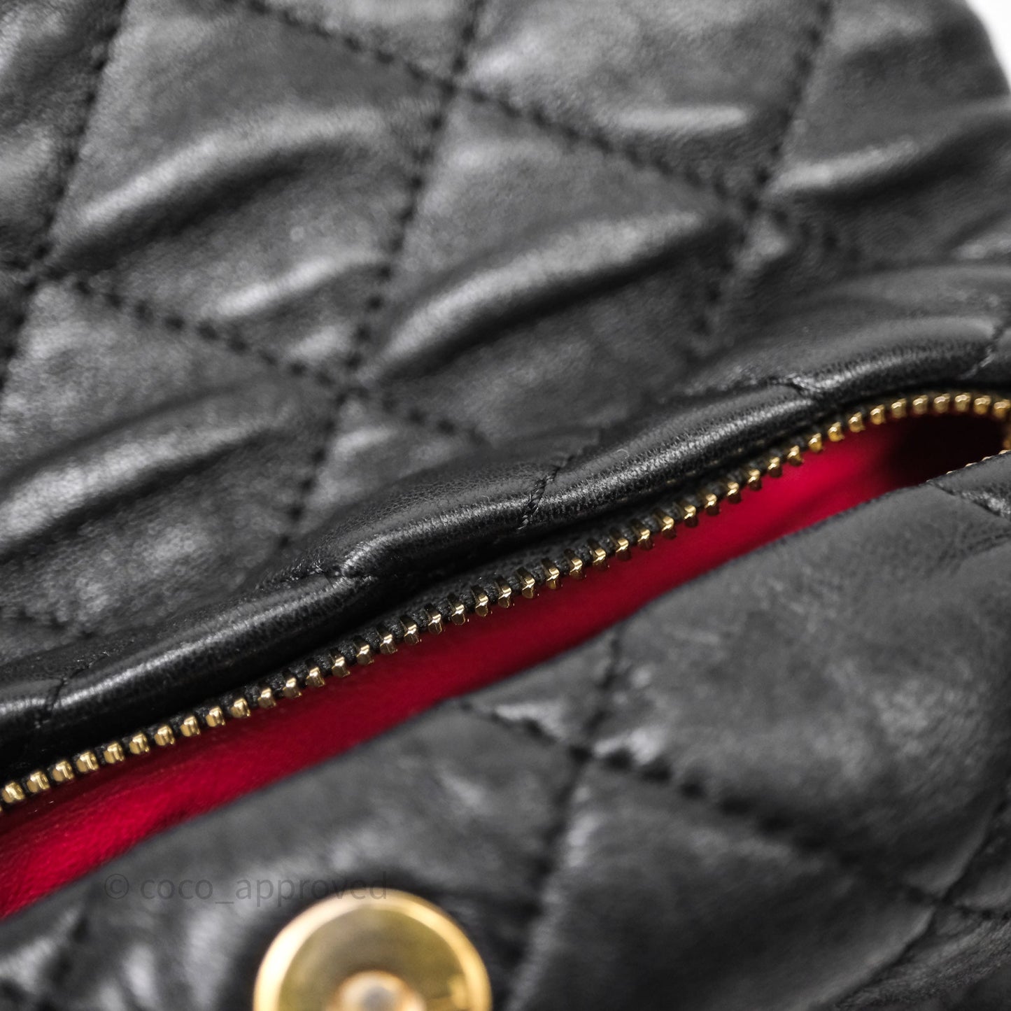 Chanel Small Hobo Bag Crumpled Black Lambskin Aged Gold Hardware