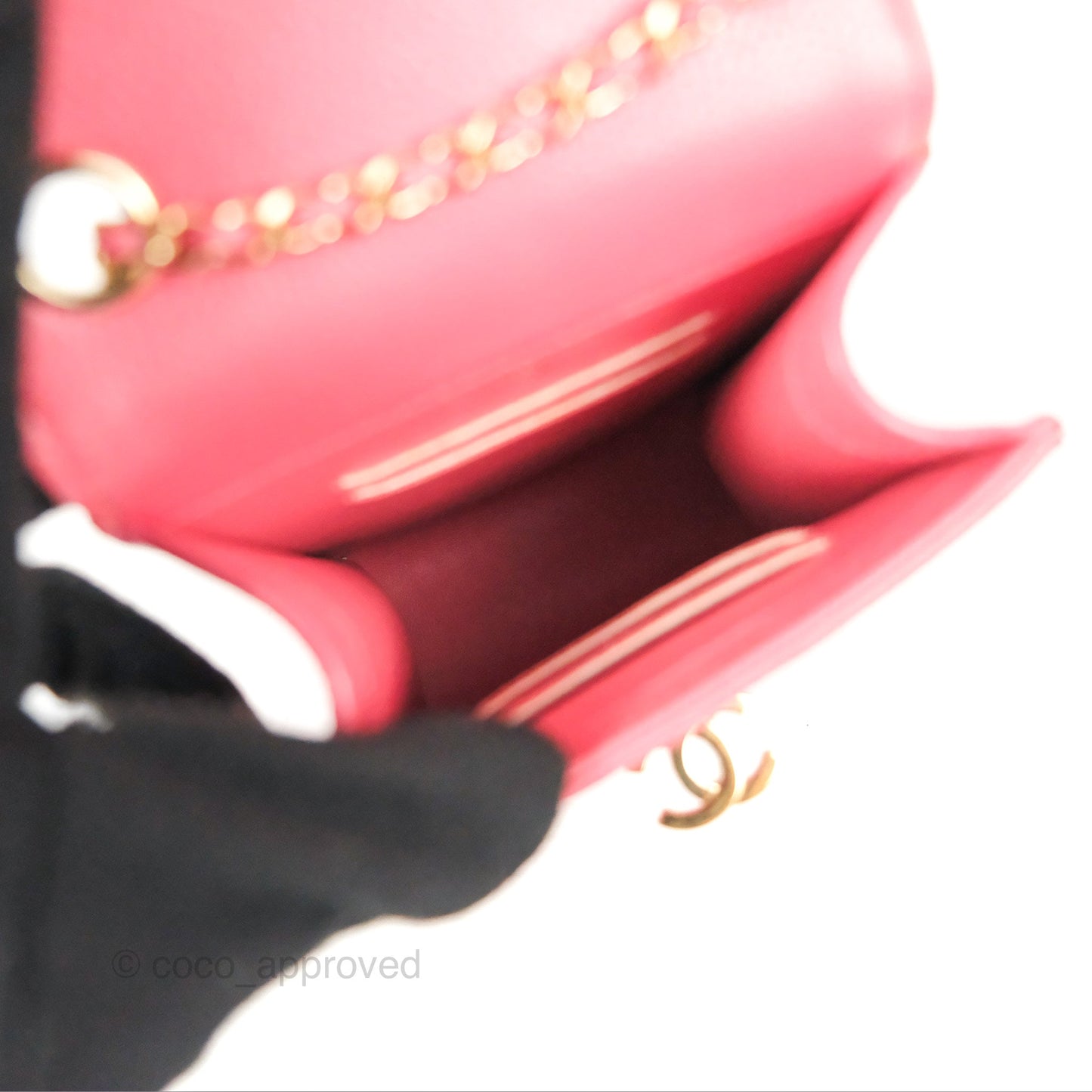 Chanel Golden Class Phone Holder With Chain Pink Caviar Gold Hardware