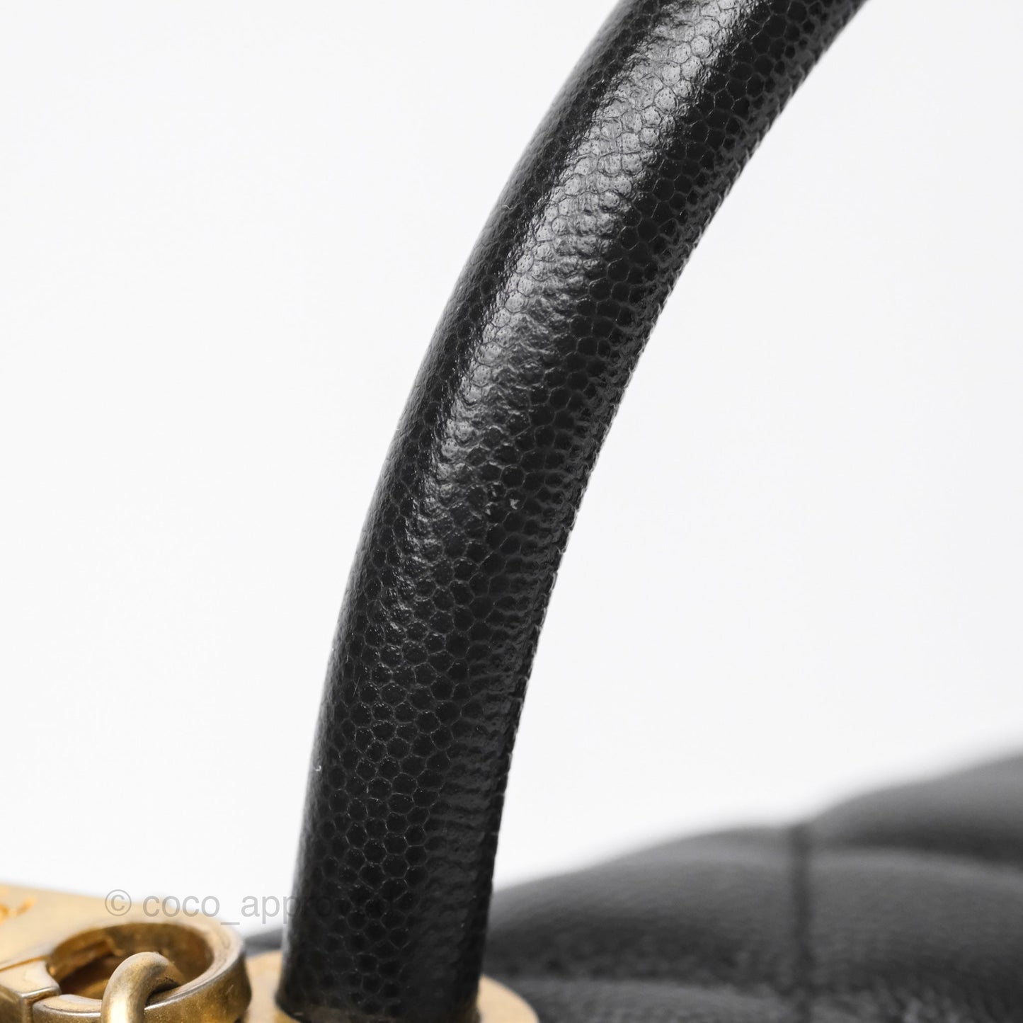Chanel Medium Coco Handle Quilted Black Caviar Aged Gold Hardware