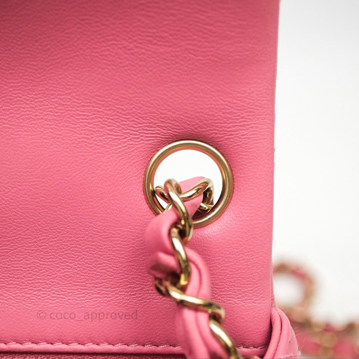 Chanel Mini Square Flap Quilted Pink Lambskin Gold Hardware