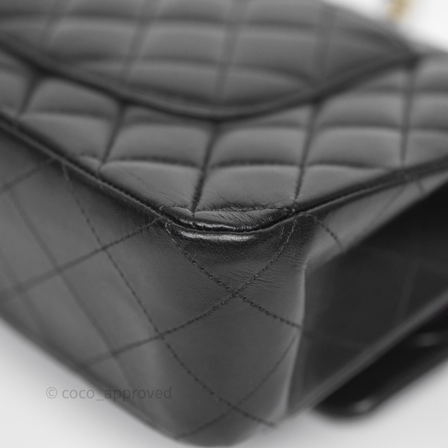 Chanel Classic M/L Medium Flap Quilted Black Lambskin Gold Hardware