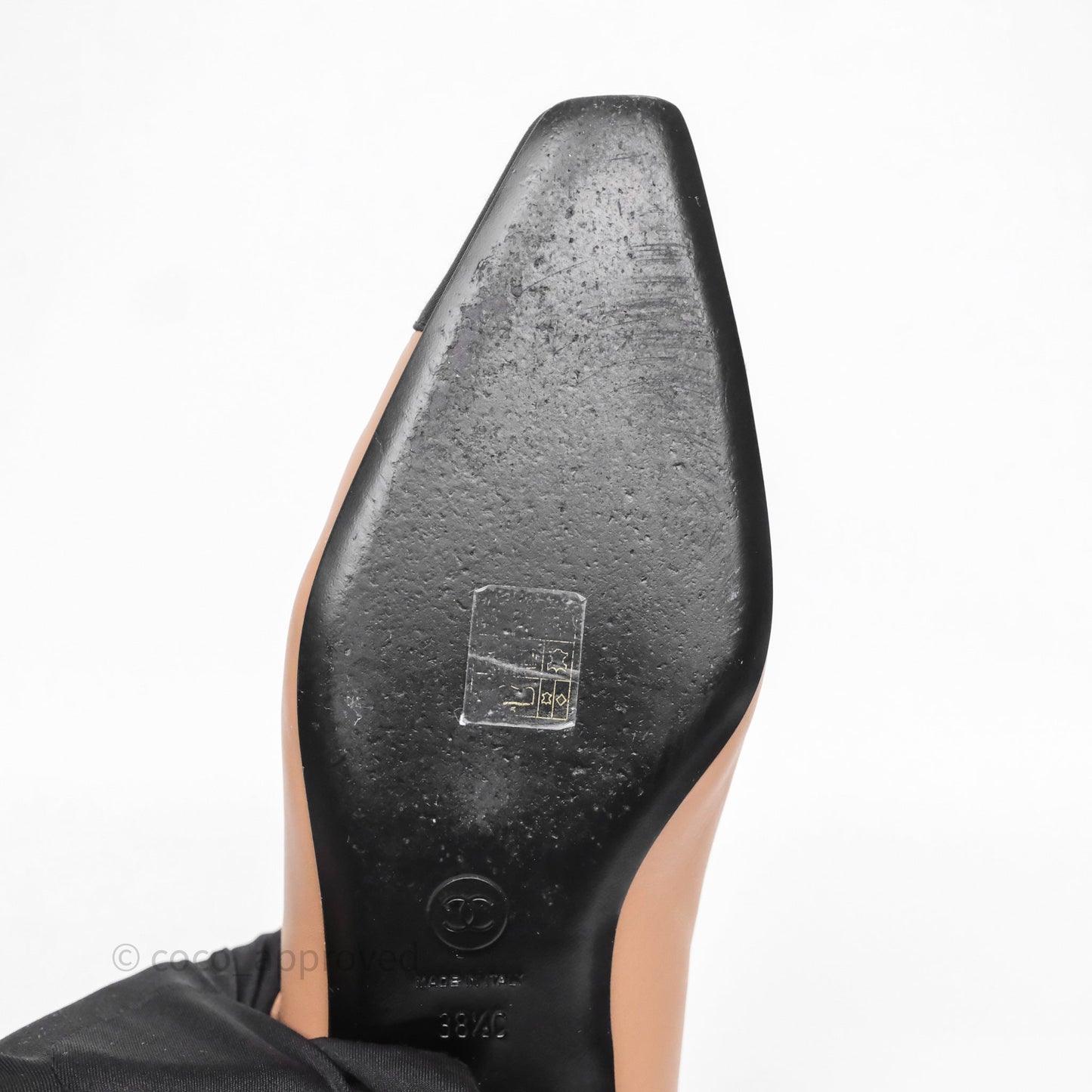 Chanel Crystal CC Flats Dark Beige/ Black Size 38.5