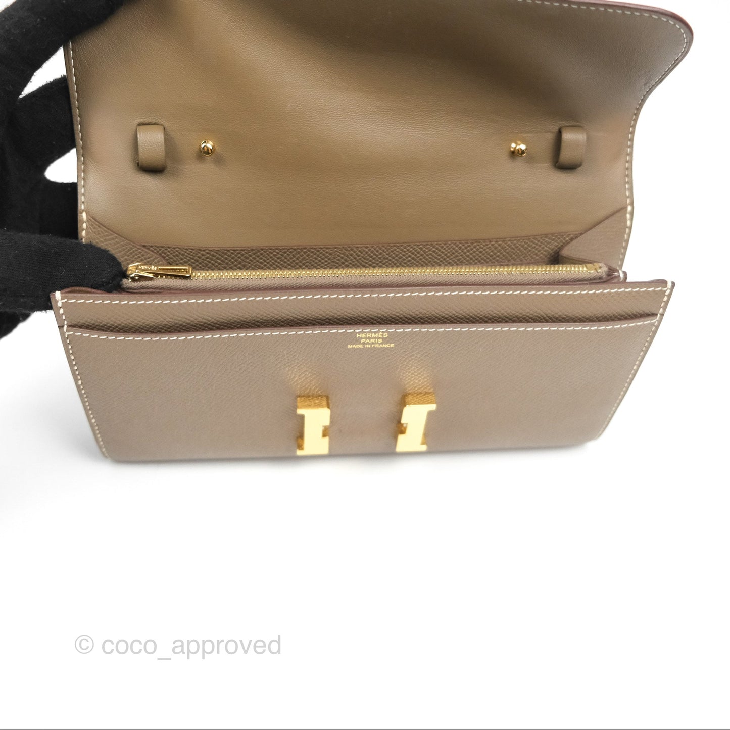 Hermès Constance To Go Wallet Etoupe Epsom Gold Hardware