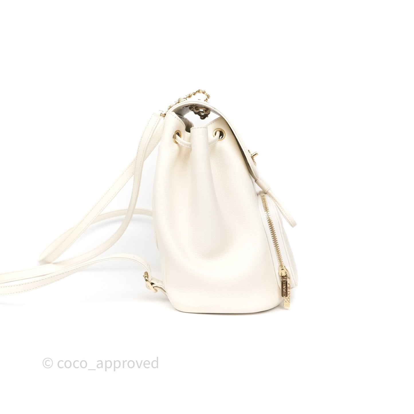 Chanel Quilted Business Affinity Backpack Ivory White Caviar Gold Hardware