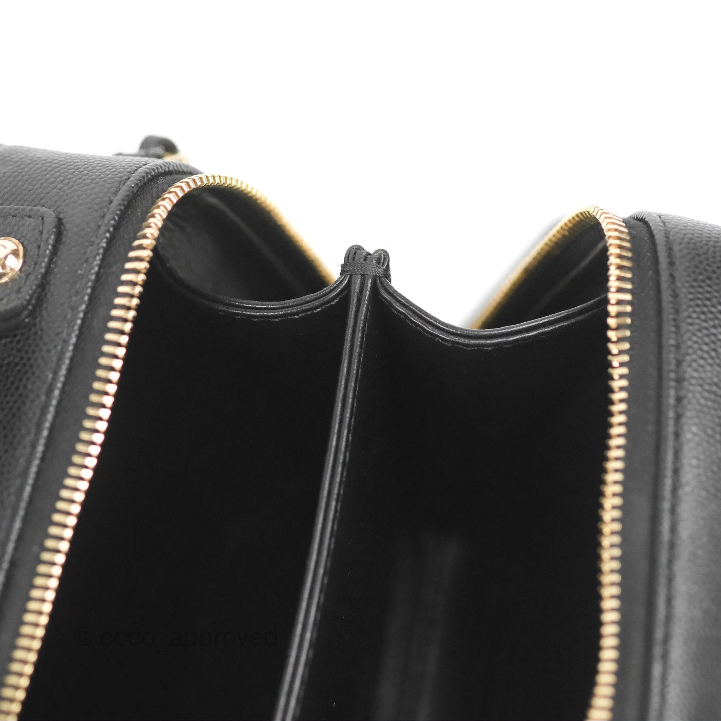 Chanel Quilted Small CC Filigree Vanity Case Black Caviar Gold Hardware